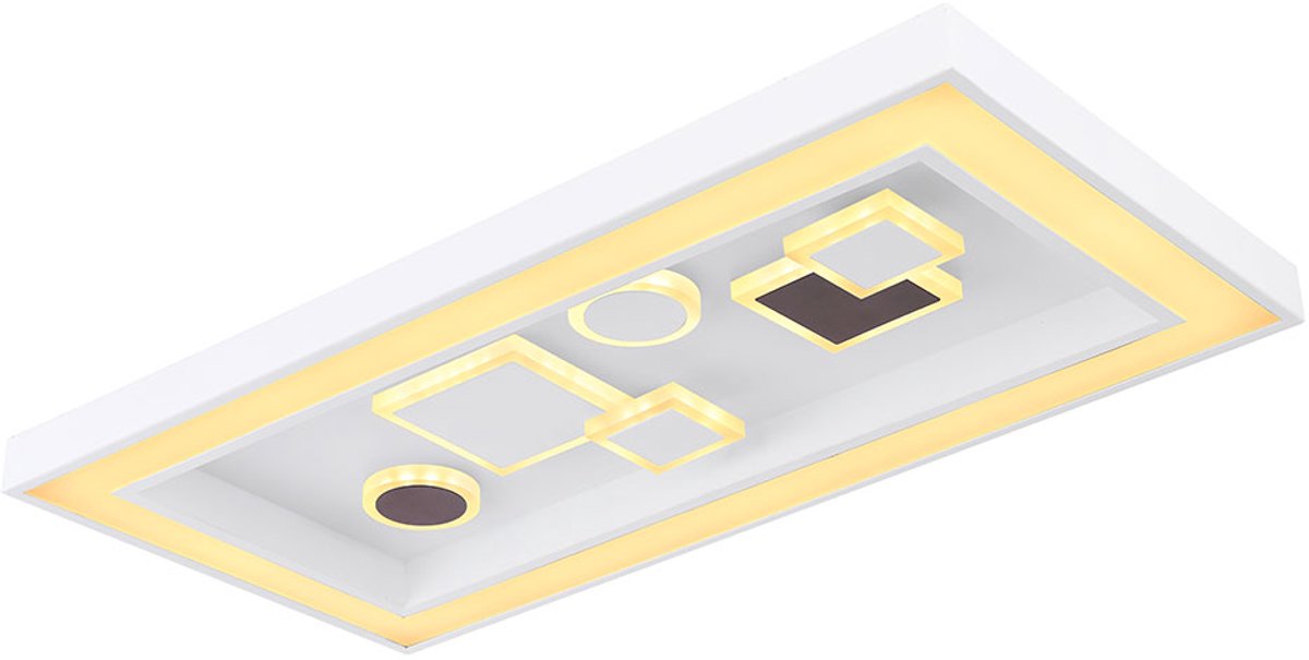 Globo LED plafondlamp dimbaar afstandsbediening plafondlamp woonkamer modern, CCT, schakelaar dimmer, 1x LED 36W 1900Lm, LxBxH 60x30x7 cm Wit