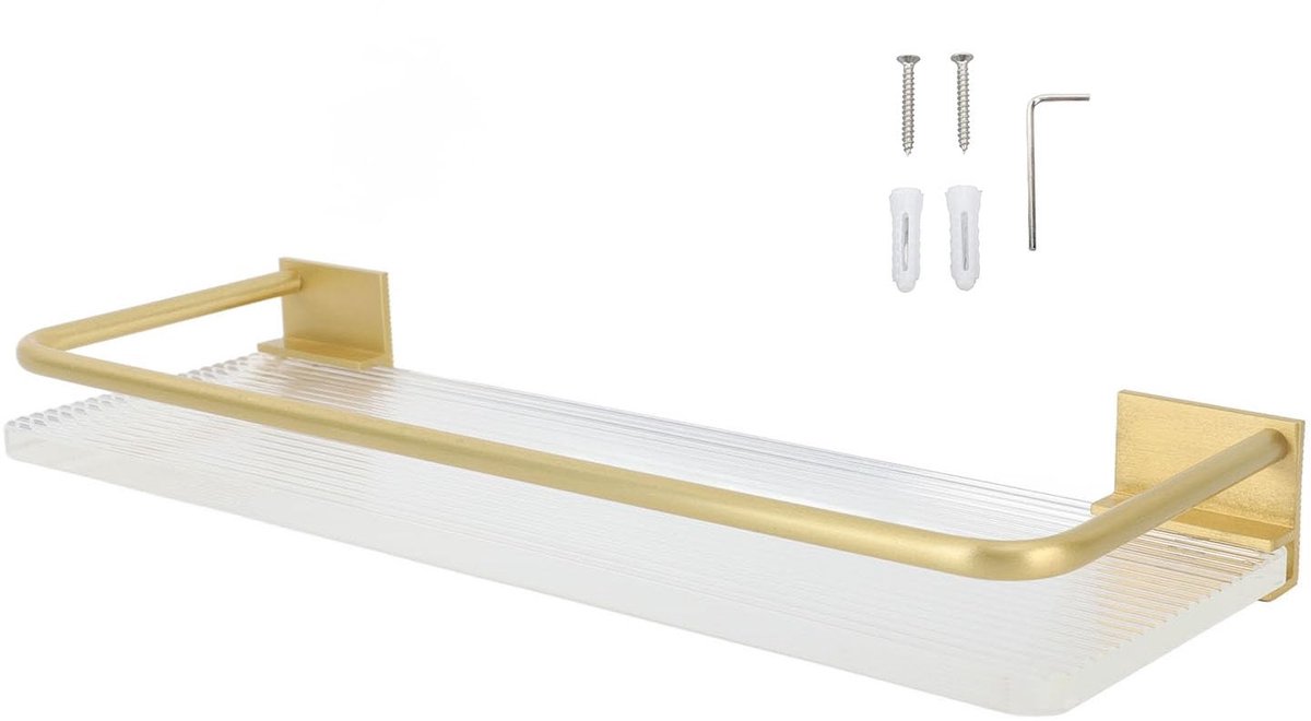 Gouden Badkameropbergrek 30 cm - Wandgemonteerd Handdoekplank voor Badkamer en Keuken
