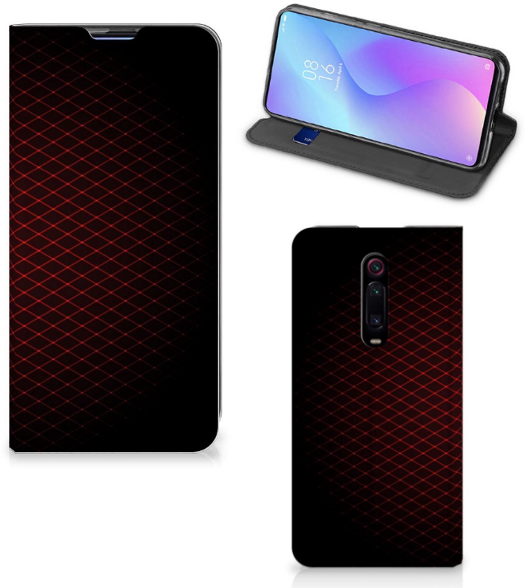 Xiaomi Redmi K20 Pro Hoesje met Magneet Geruit Rood