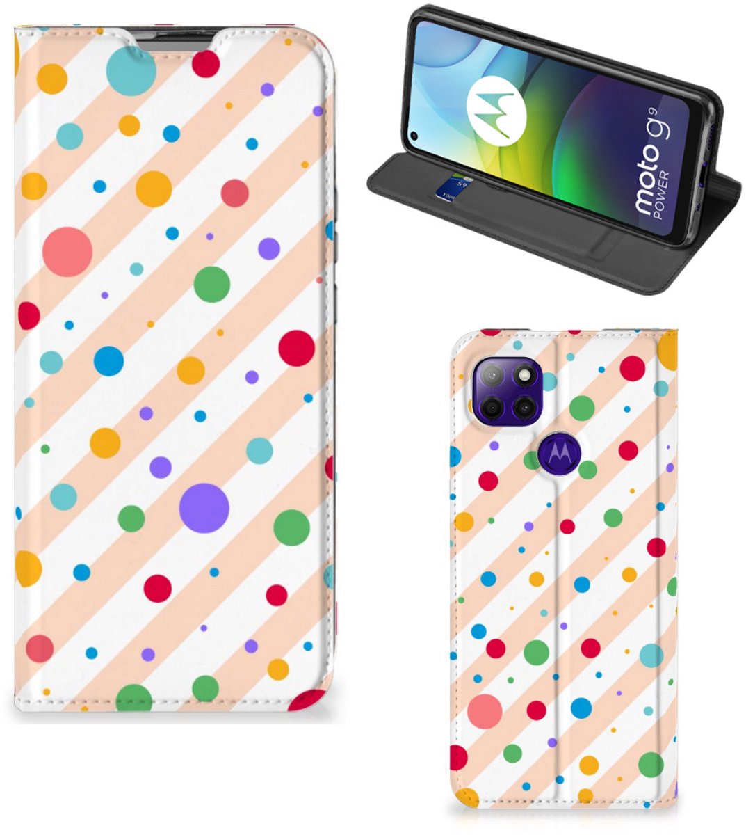 Book Case voor Motorola Moto G9 Power Hoesje met Magneet Dots