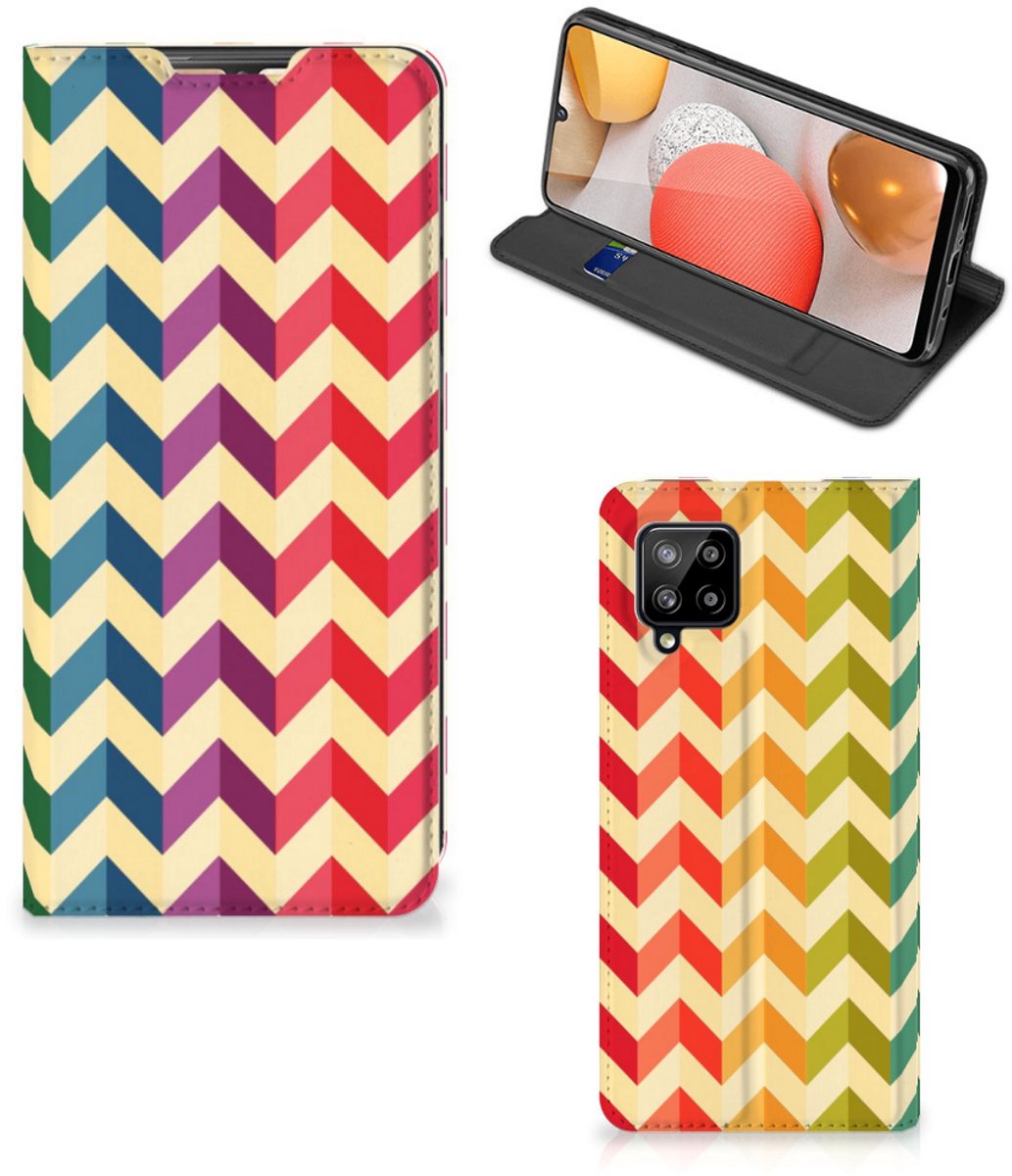Samsung Galaxy A42 Hoesje met Magneet Zigzag Multi Color