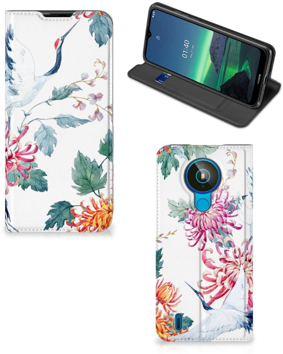 Nokia 1.4 Hoesje maken Bird Flowers