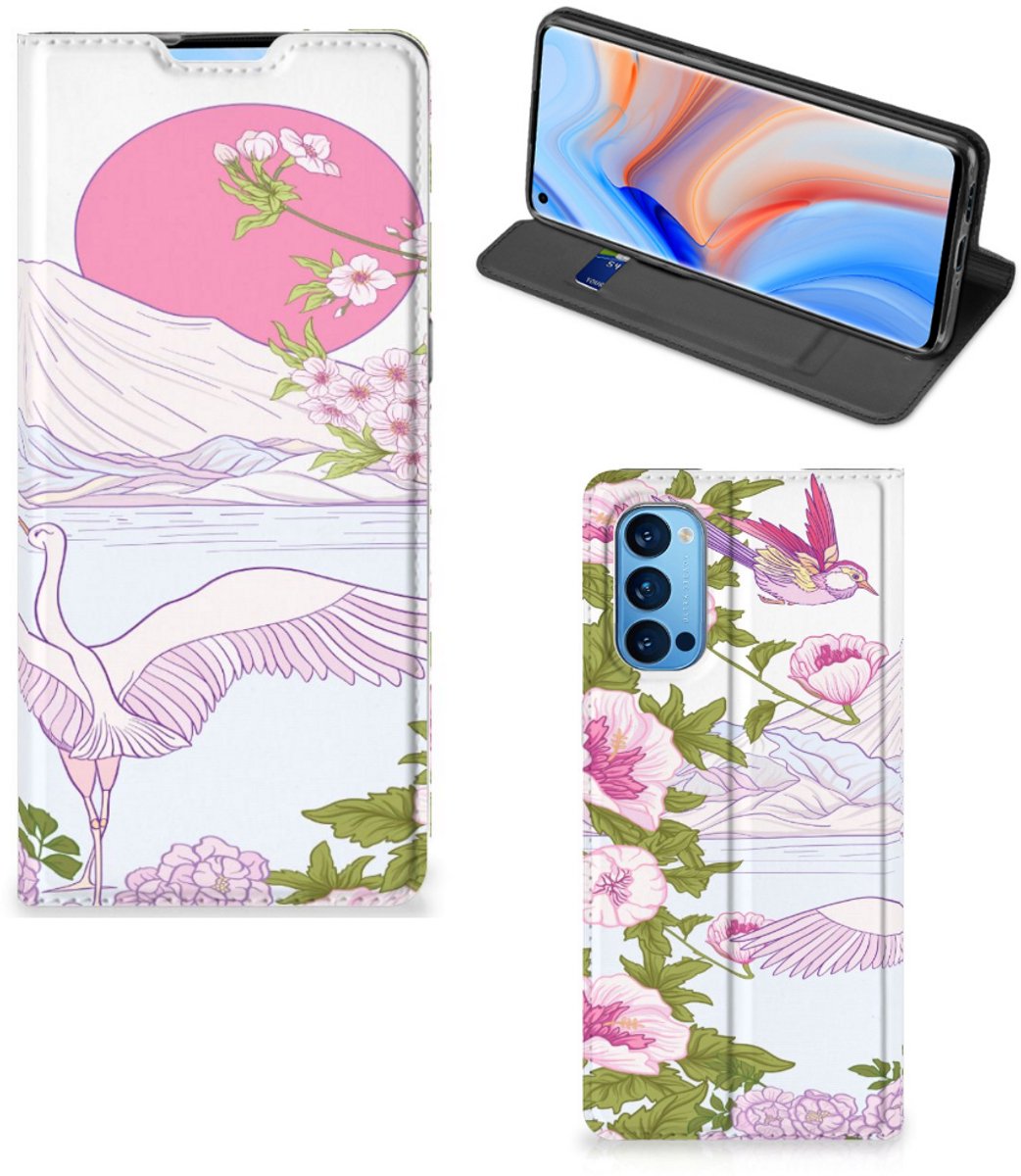 Standcase Hoesje voor OPPO Reno4 Pro 5G Hoesje maken Bird Standing