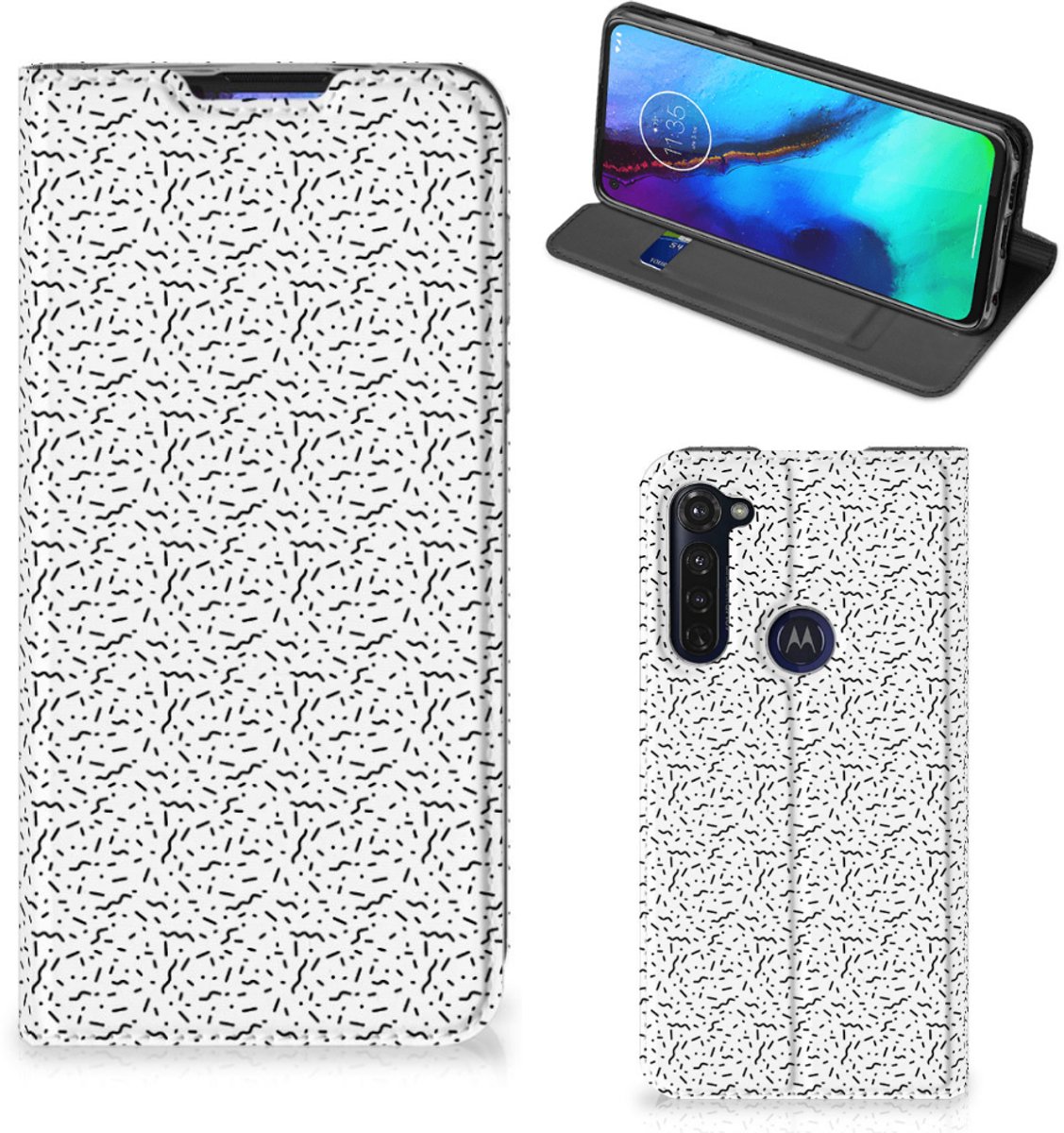 Motorola Moto G Pro Hoesje met Magneet Stripes Dots