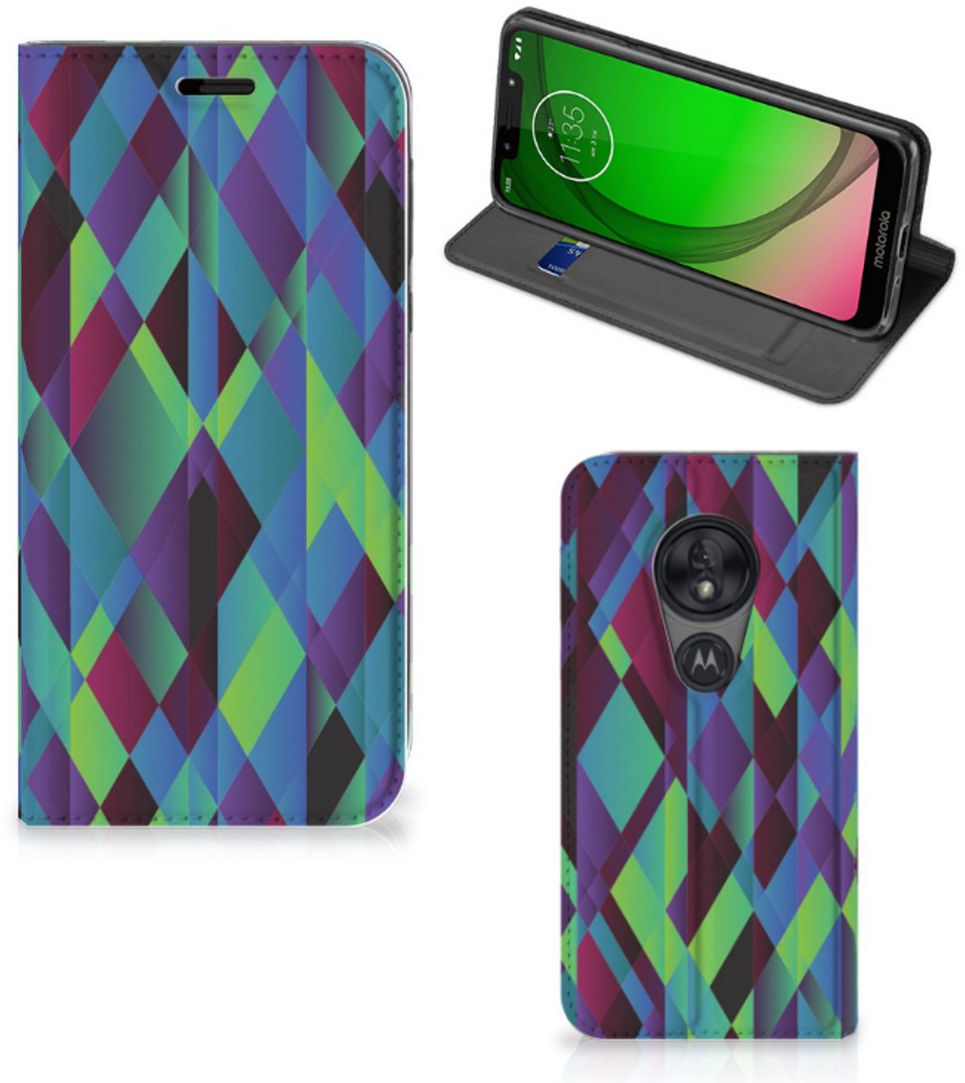 Motorola Moto G7 Play Stand Case Abstract Green Blue