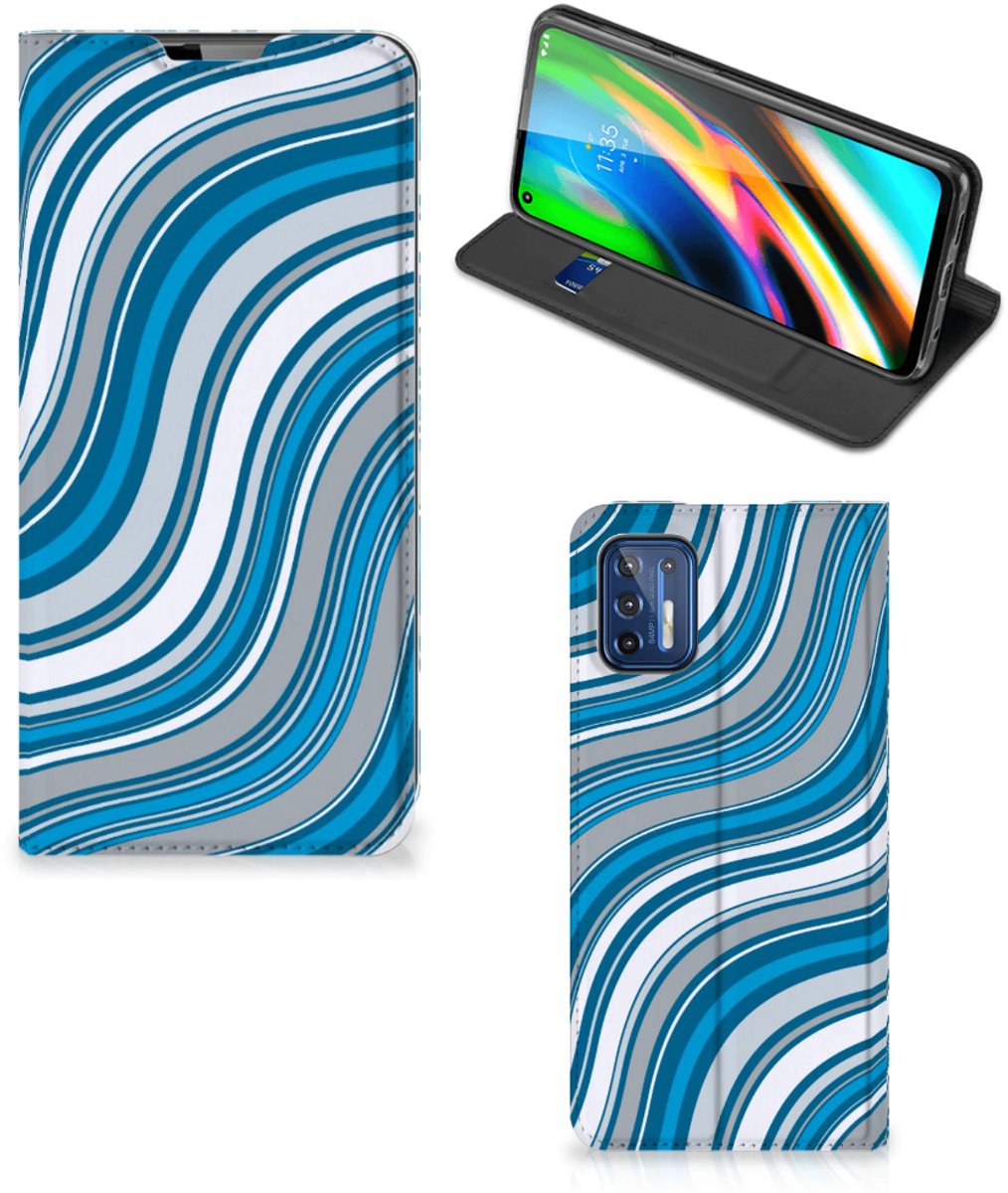 Motorola Moto G9 Plus Hoesje met Magneet Waves Blue