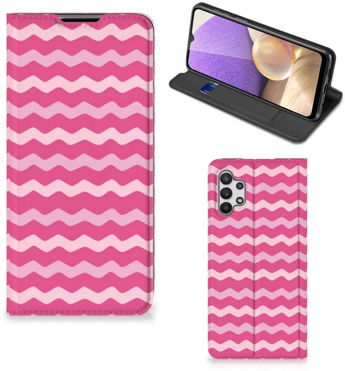 Samsung Galaxy A32 5G Hoesje met Magneet Waves Pink