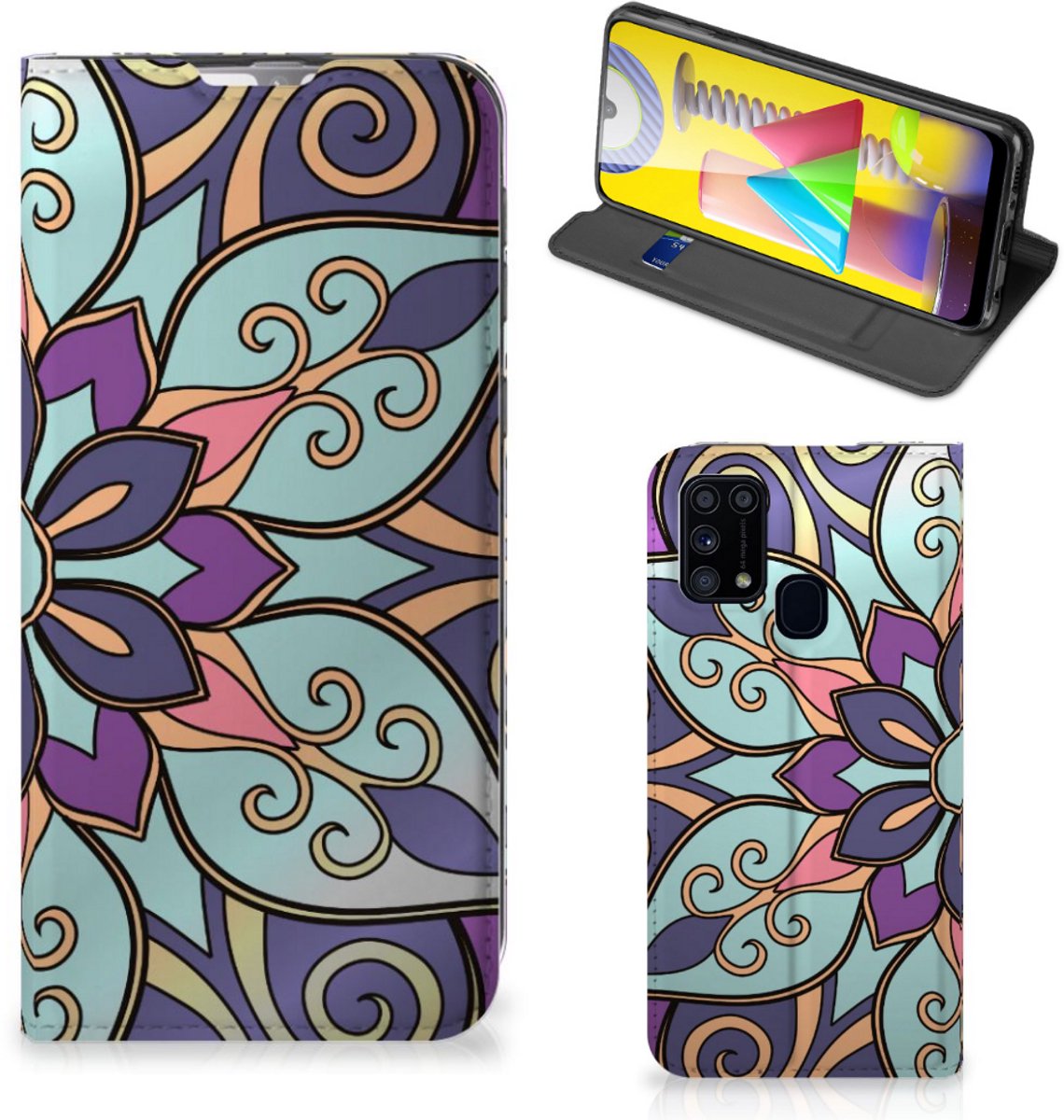 Samsung Galaxy M31 Smart Cover Purple Flower
