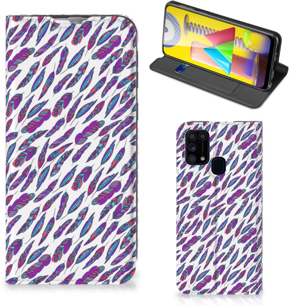 Samsung Galaxy M31 Hoesje met Magneet Feathers Color