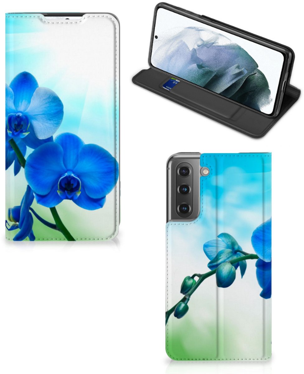Samsung Galaxy S21 FE Smart Cover Orchidee Blauw - Cadeau voor je Moeder