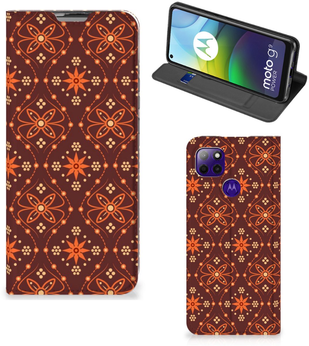 Motorola Moto G9 Power Hoesje met Magneet Batik Brown