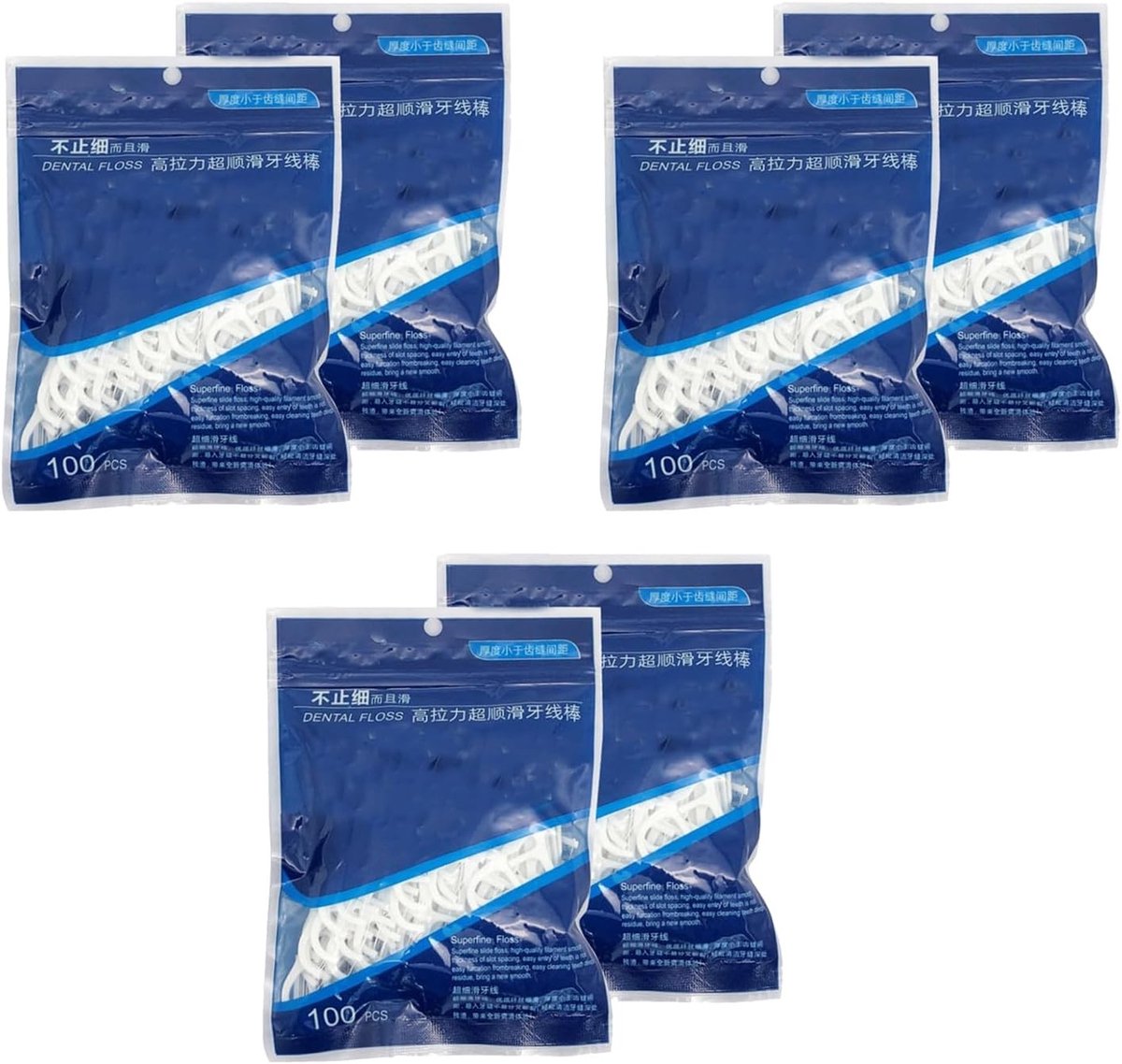 Allecto - Tandenstokers - Flosdraad - Wegwerp - Y-vormig ontwerp - Mondhygiëne - Tandzorg - Gezond gebit - 600 stuks - 6-pack