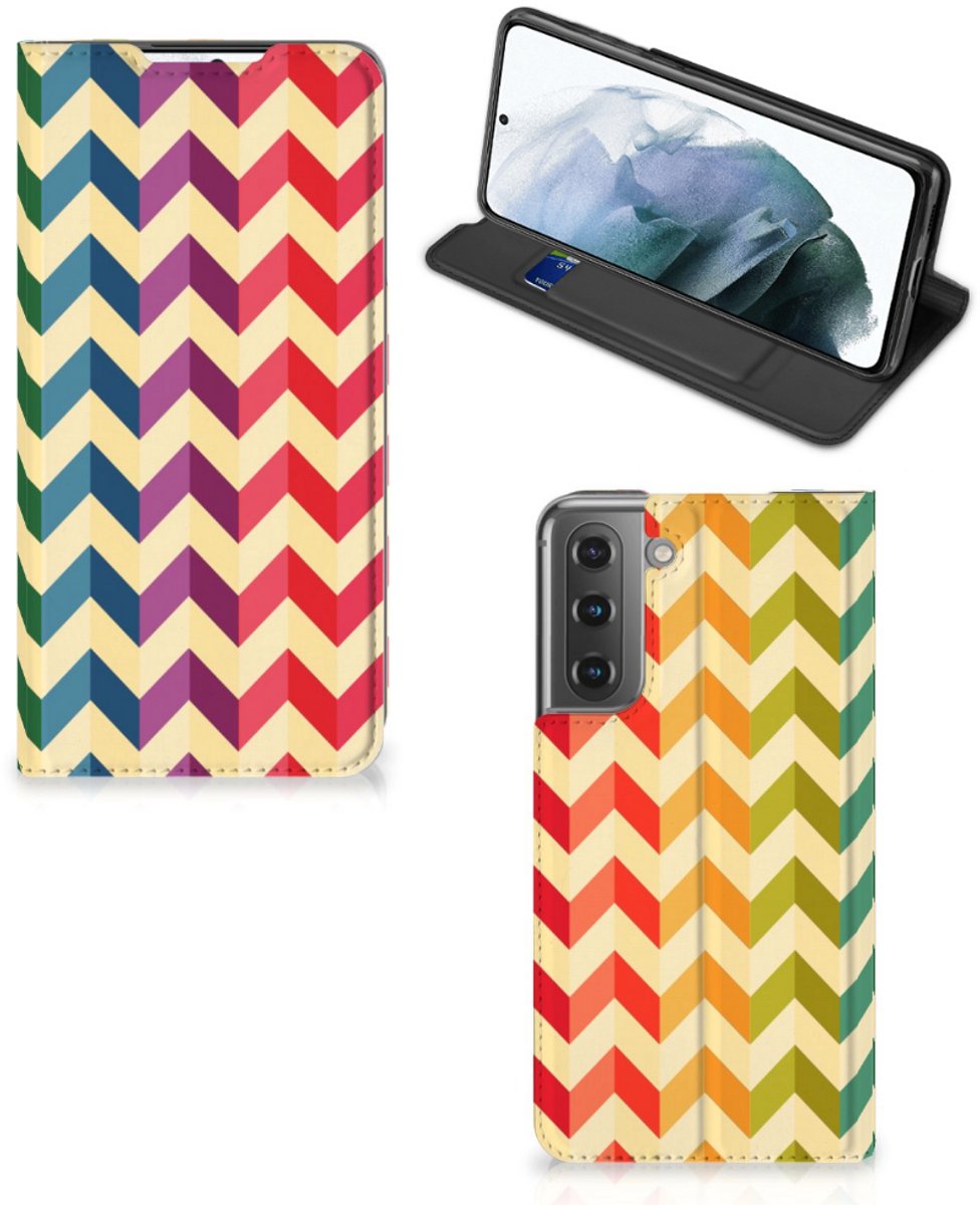 Samsung Galaxy S21 FE Hoesje met Magneet Zigzag Multi Color