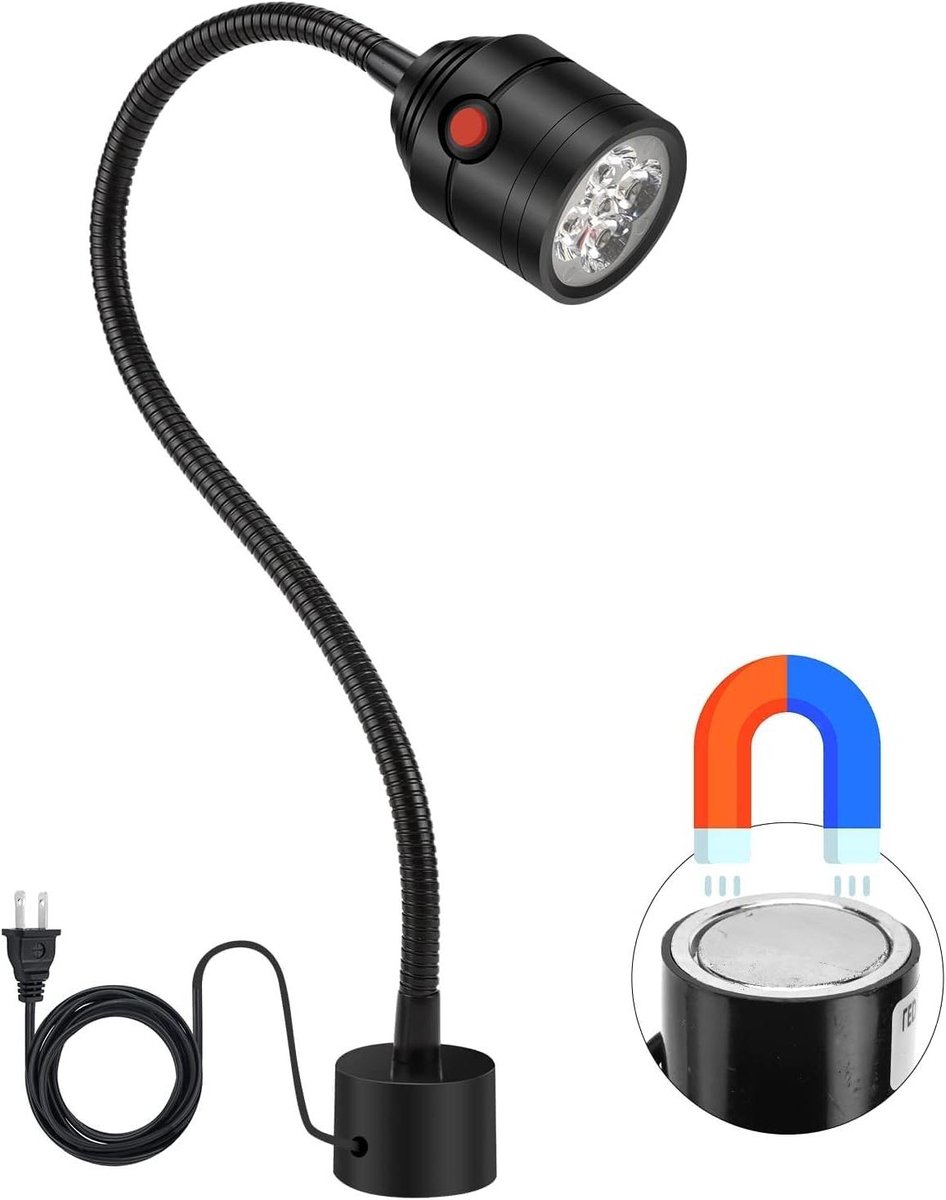 Magnetische Werkbanklamp - LED Machine Lamp - Werkplaats Verlichting - Flexibele Zwanenhals - 15 cm - Zwart