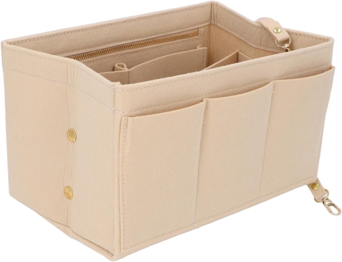 Ruime Khaki Vilt Portemonnee Organizer voor Cosmetica, Reizen en Accessoires - 30x25x7 cm