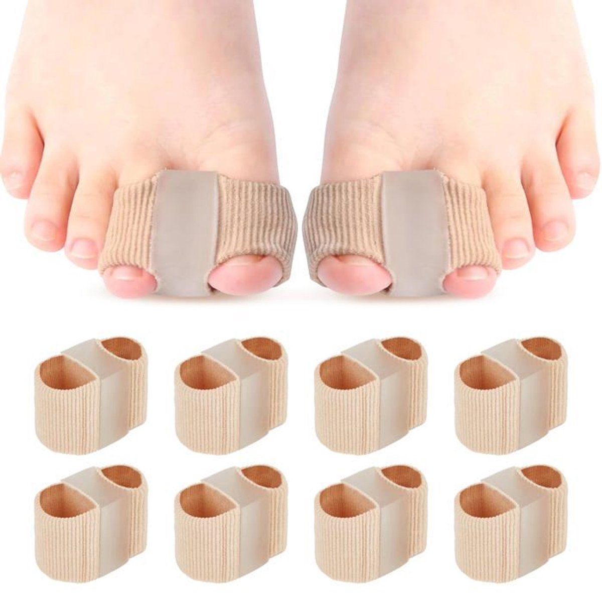 8-delige hallux valgus corrector, interdigitale separator, 2 maten, unisex voetorthese