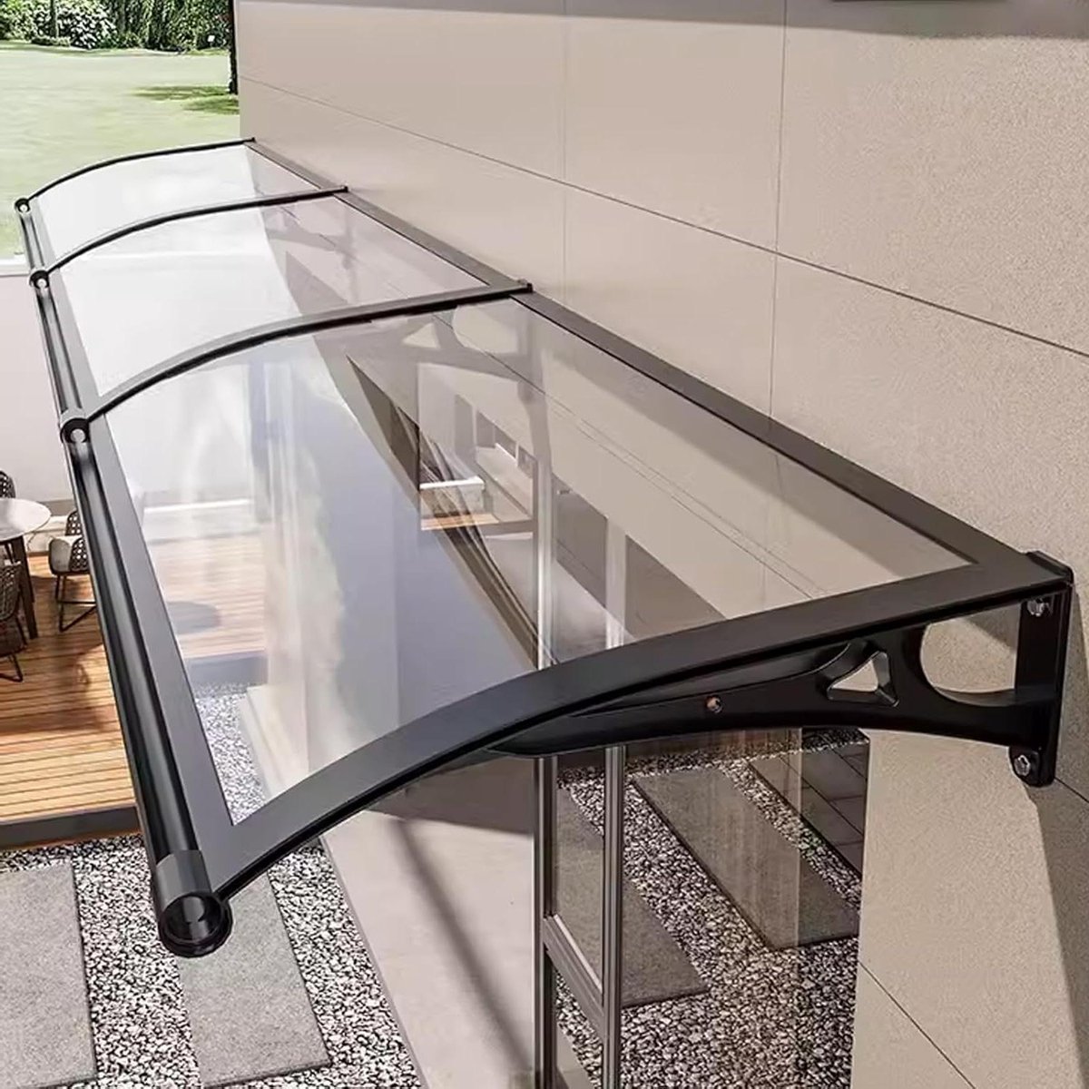 Terrasluifel Deur Luifel - Regenbescherming Buiten - Bescherming tegen Weer - Slagvast Polycarbonaat - 60x250cm - Transparant