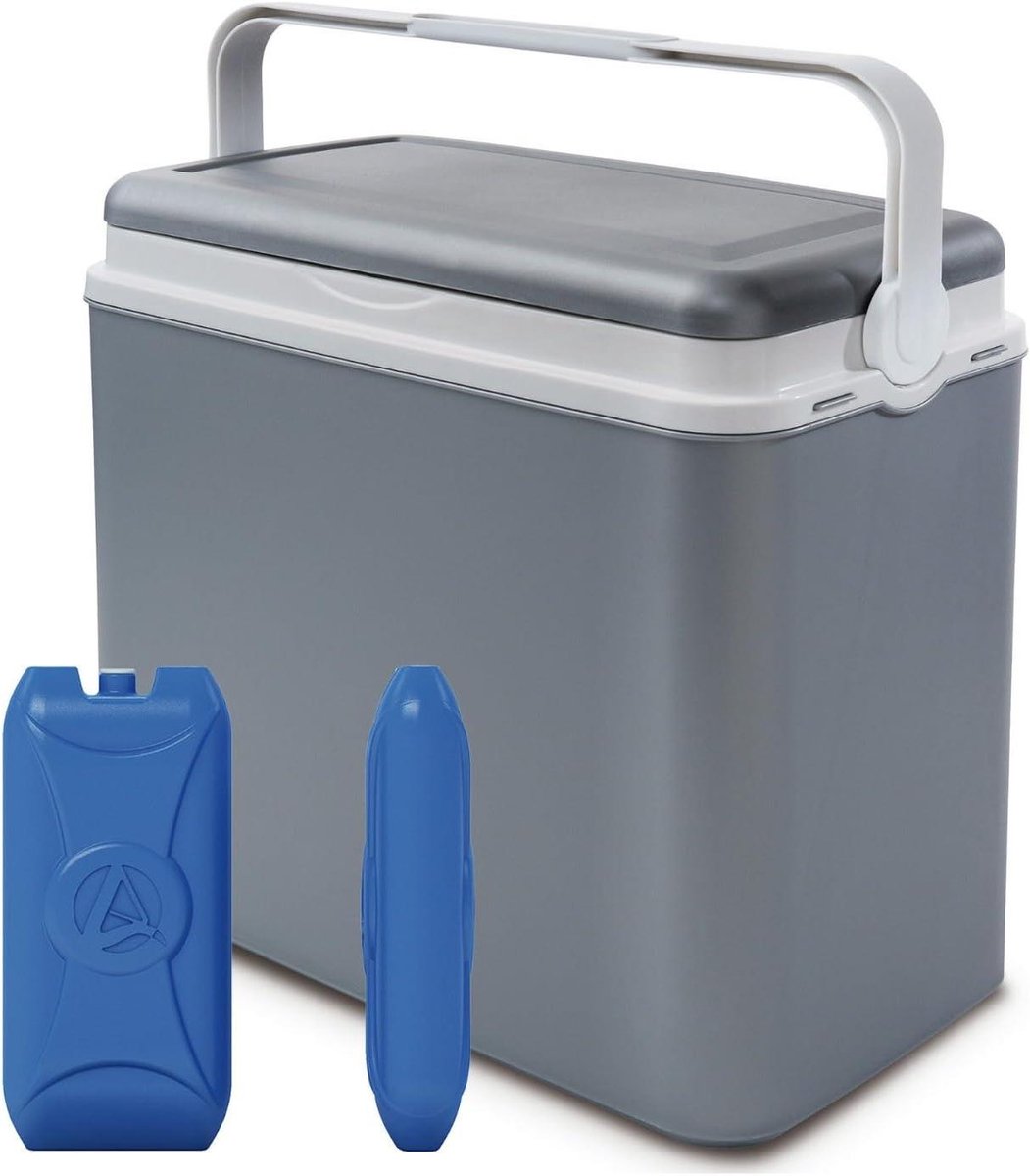 Grote Koelbox - Geïsoleerde Box - Buitenactiviteiten - Vergrendelend Deksel - 24 Liter - Grijs