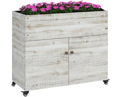 Grote Plantenbak - Verhoogd Tuinbed op Wielen & Kastvak - Bloembak - Verhoogd Plantenbed - Kweekbak - Moestuinbak - voor Buiten, Terras, Tuin & Balkon - voor Groenten, Bloemen & Kruiden - 110 x 50 x 95 cm - Gebruikte Look