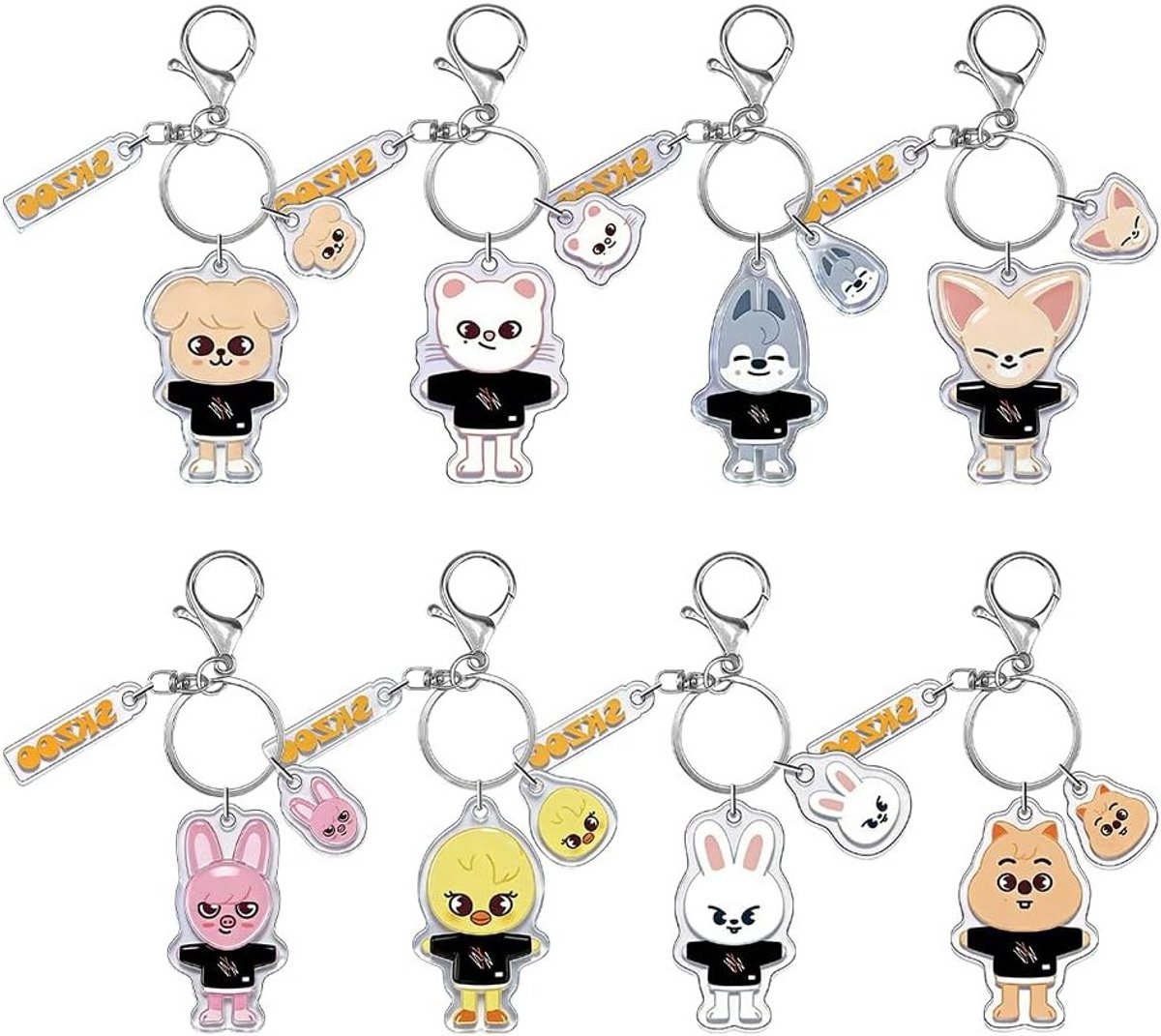 8 Stuks Skzoo Sleutelhanger, Acryl Anime Sleutelhanger, Rugzak Accessoires, Decoratie voor Fans, Perfect Cadeau voor Stray Kids Liefhebbers