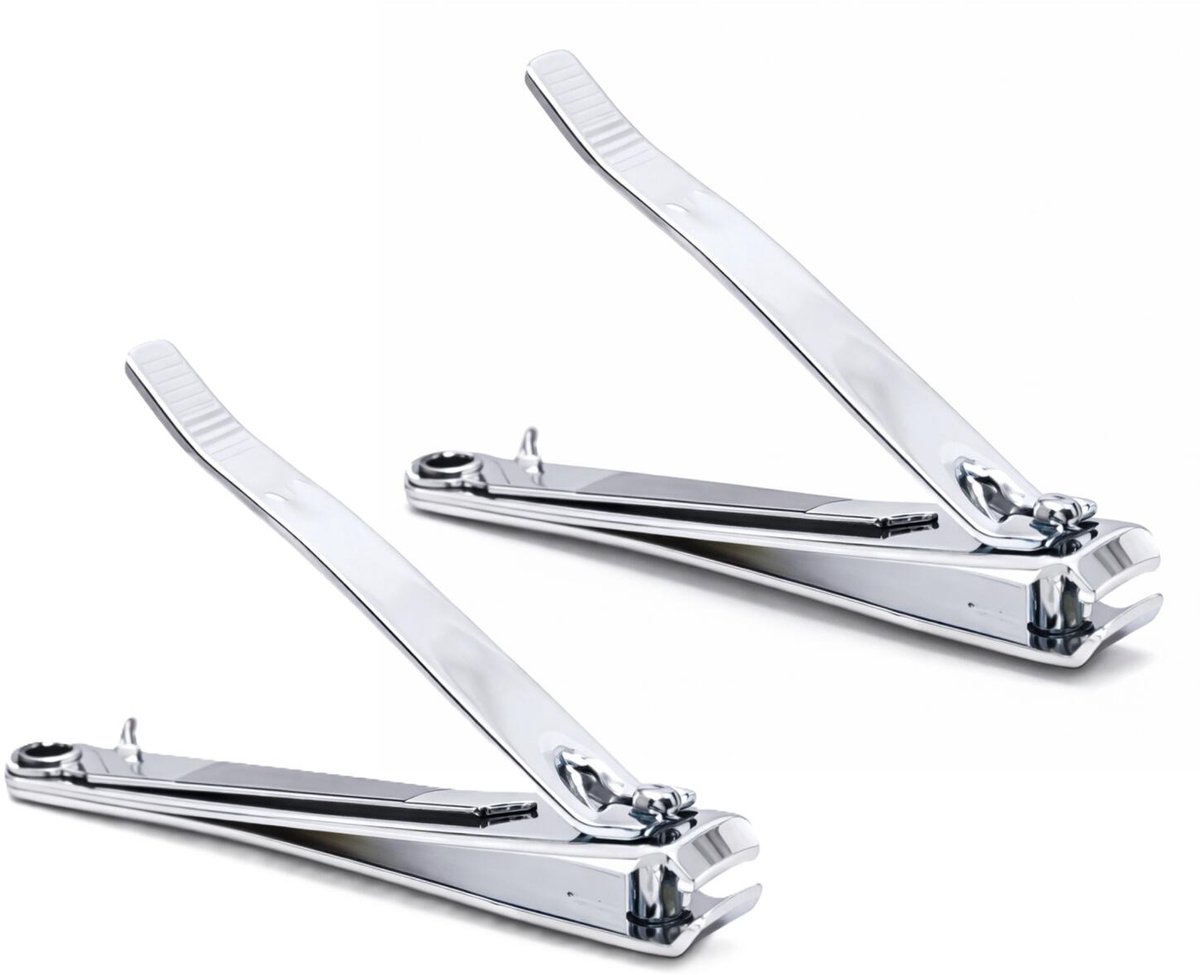 Nagelknipper - 2x - metaal - zilver - basic - 7,5 cm - nagel verzorging