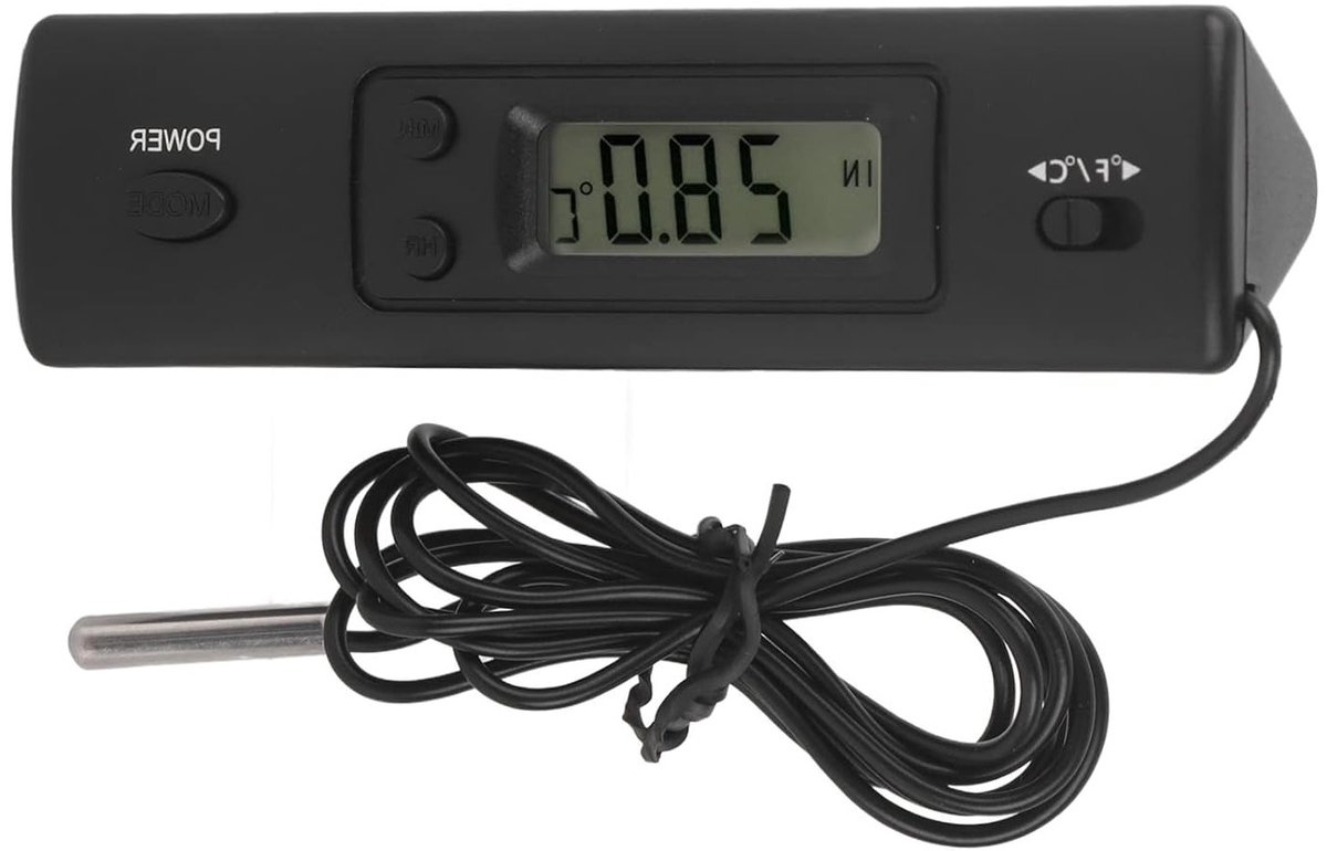 Digitale Binnen- en Buitenthermometer met LCD Display en Dubbele Sensor voor Koelkast, Airco en Aquariums