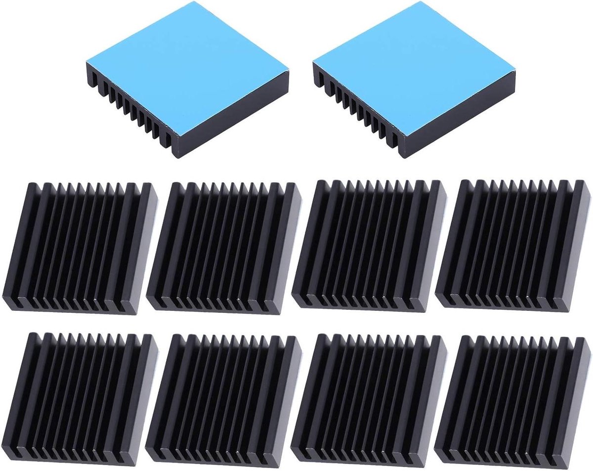 Heatsink Kit - Koelvin Aluminium - Componenten Koelen - Met Lijm - 40mm Set - Zwart