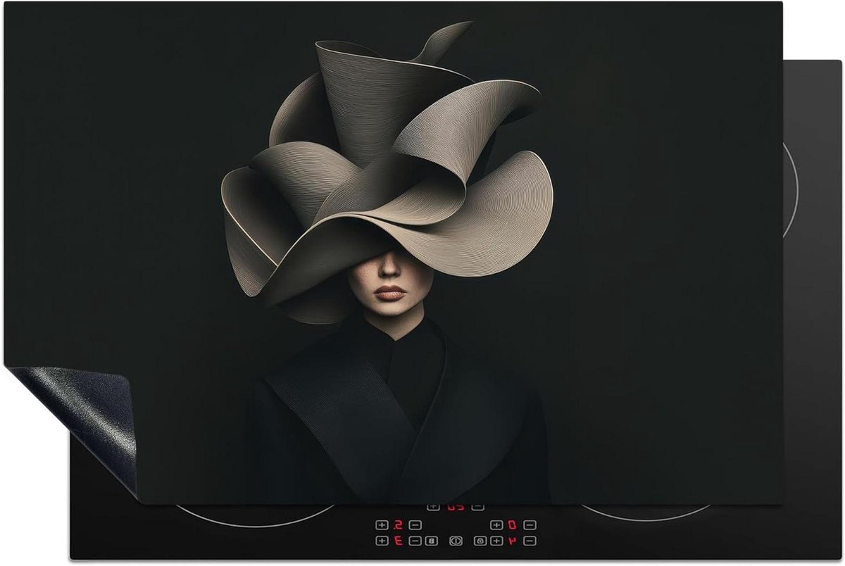 Inductie Beschermer - Kookplaat Mat - Keuken Werkruimte - Unieke Foto Print - 80x52 cm - Zwart