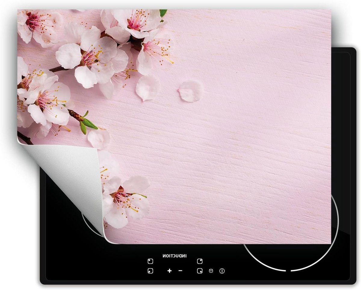Kookplaat Afdekplaat - Beschermmat Inductie - Werkruimte Creëren - Kras- en Vlekbestendig - 70x52cm - Roze Bloemen
