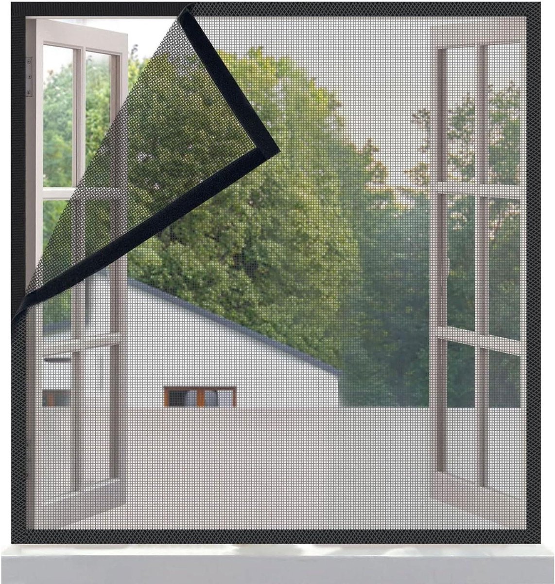 Vliegengordijn Hor - Raam Hor - Insecten Buiten Houden - Zonder Boren - 80x120cm - Zwart