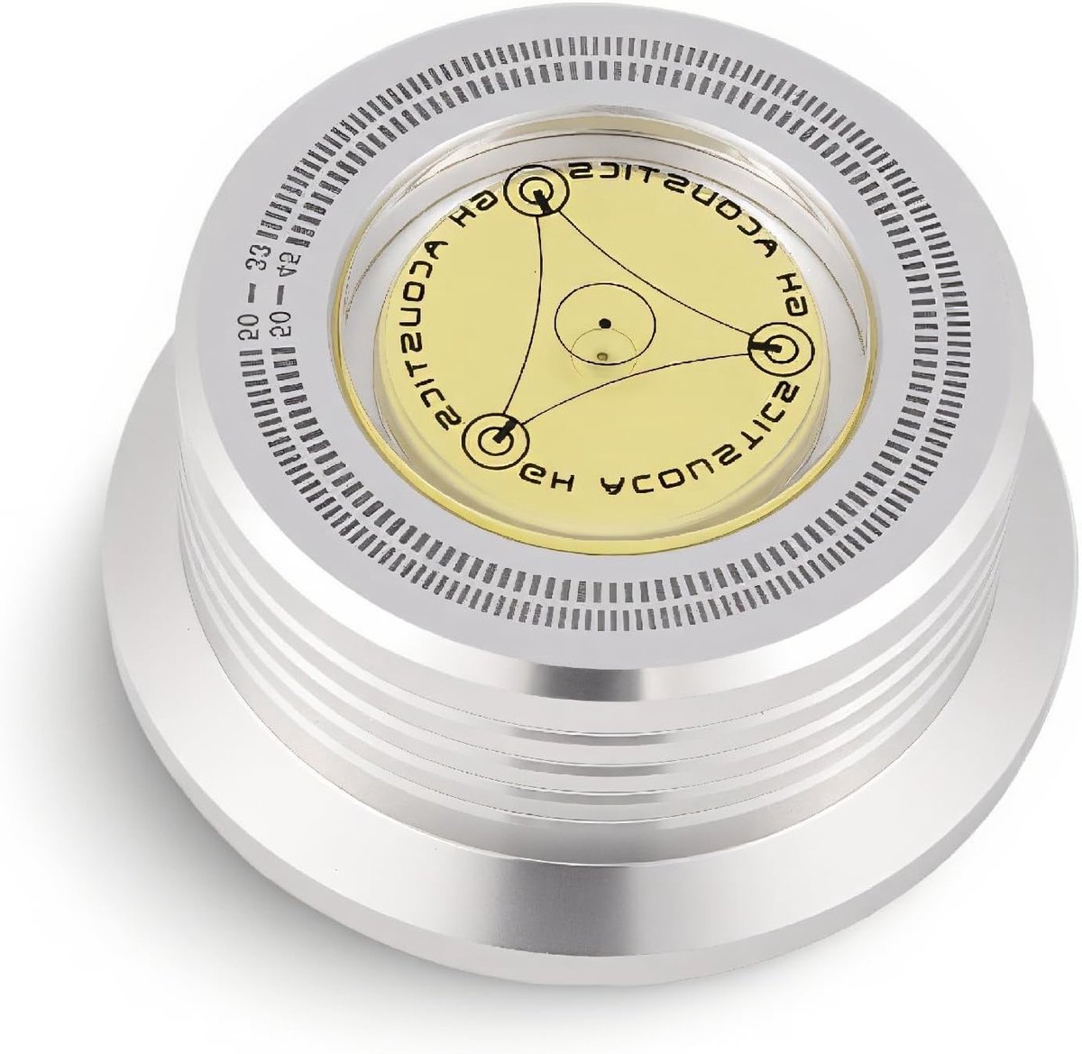 3 in 1 Platenspeler Record Clamp met Bubble Level - Stabilizer voor LP's, Verbeter Geluidskwaliteit en Verminder Vervorming (Zilver)
