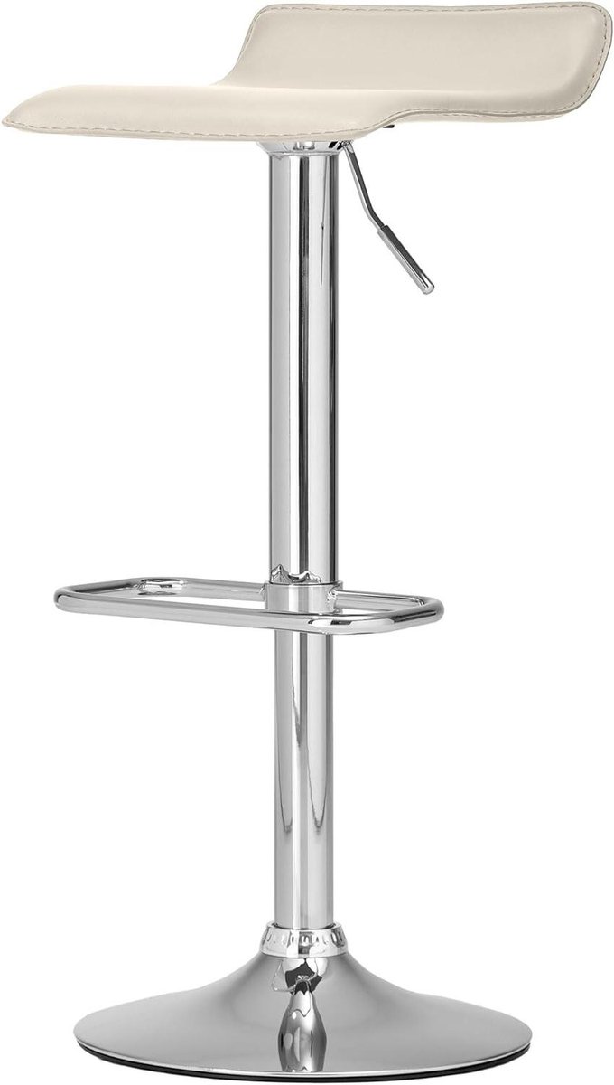 Barkruk Verstelbaar - Balie Kruk - Keuken Zitten - Met Voetsteun - 60-78 cm Zithoogte - Creme