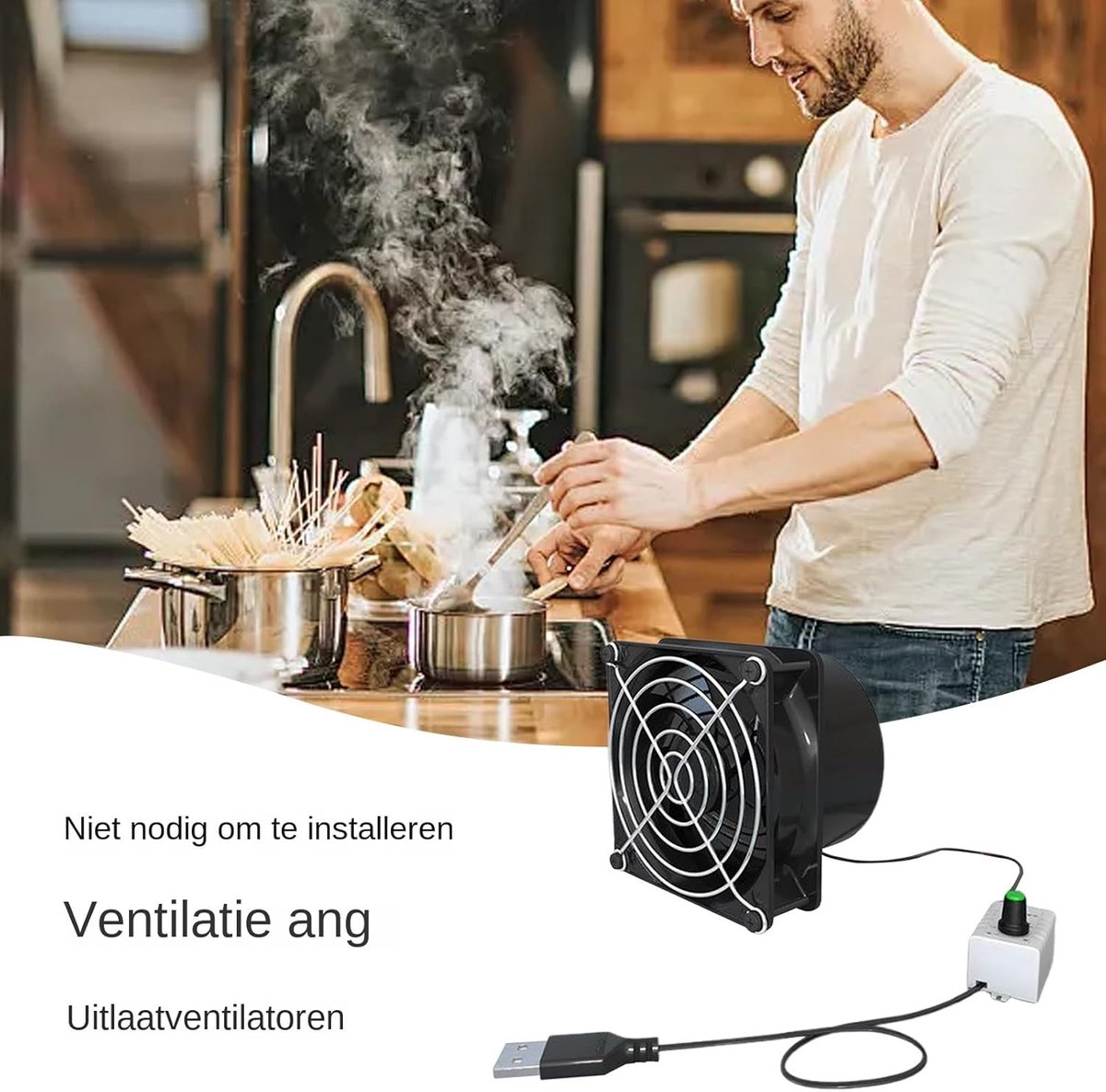 Afzuigventilator - Mini Fan - Luchtkwaliteit Verbeteren - Traploos Instelbaar - 8x8x6.5cm