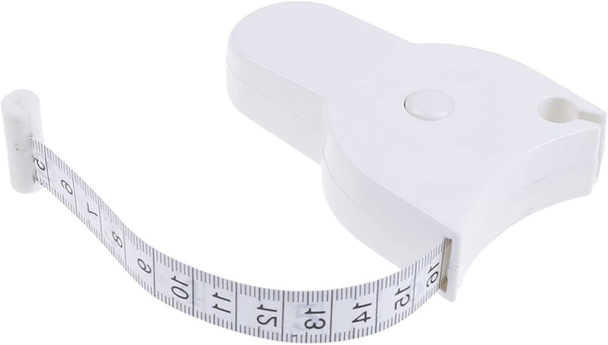 Rolmaat - Meetlint - Lichaamsmaten meten - Intrekbaar met knop - 150 cm - Wit