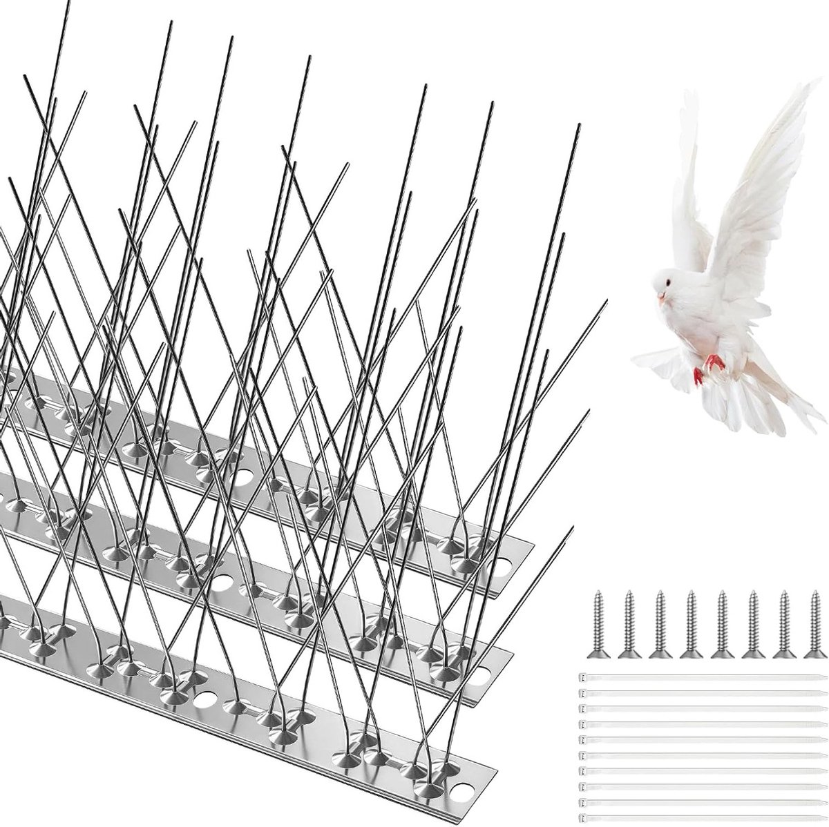 Effectieve vogelwering met 3 sets van 25 cm lange spikes voor het afschrikken van vogels