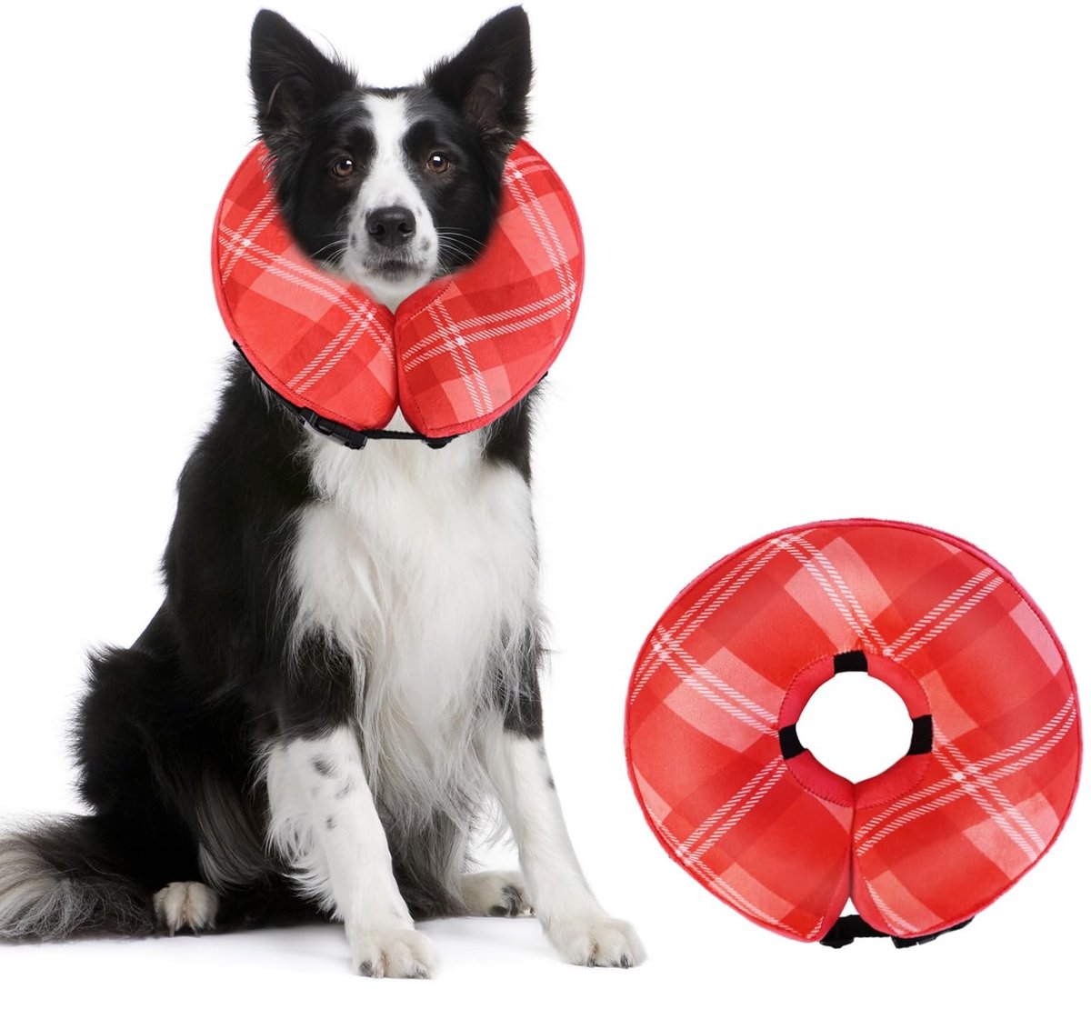 aladdien - Opblaasbare Halsband voor Honden en Katten - Zachte Kraag - Rood - Verstelbare Halsband - Voor Comfortabel Spelen en Slapen