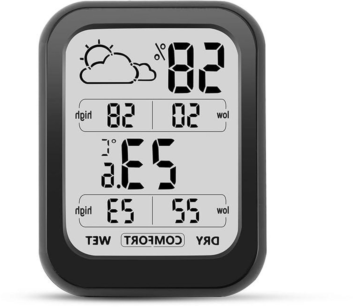 Digitale Binnenthermometer - Vochtigheidsmonitor - Klimaat Bewaken - Realtime Updates - 10CM - Zwart