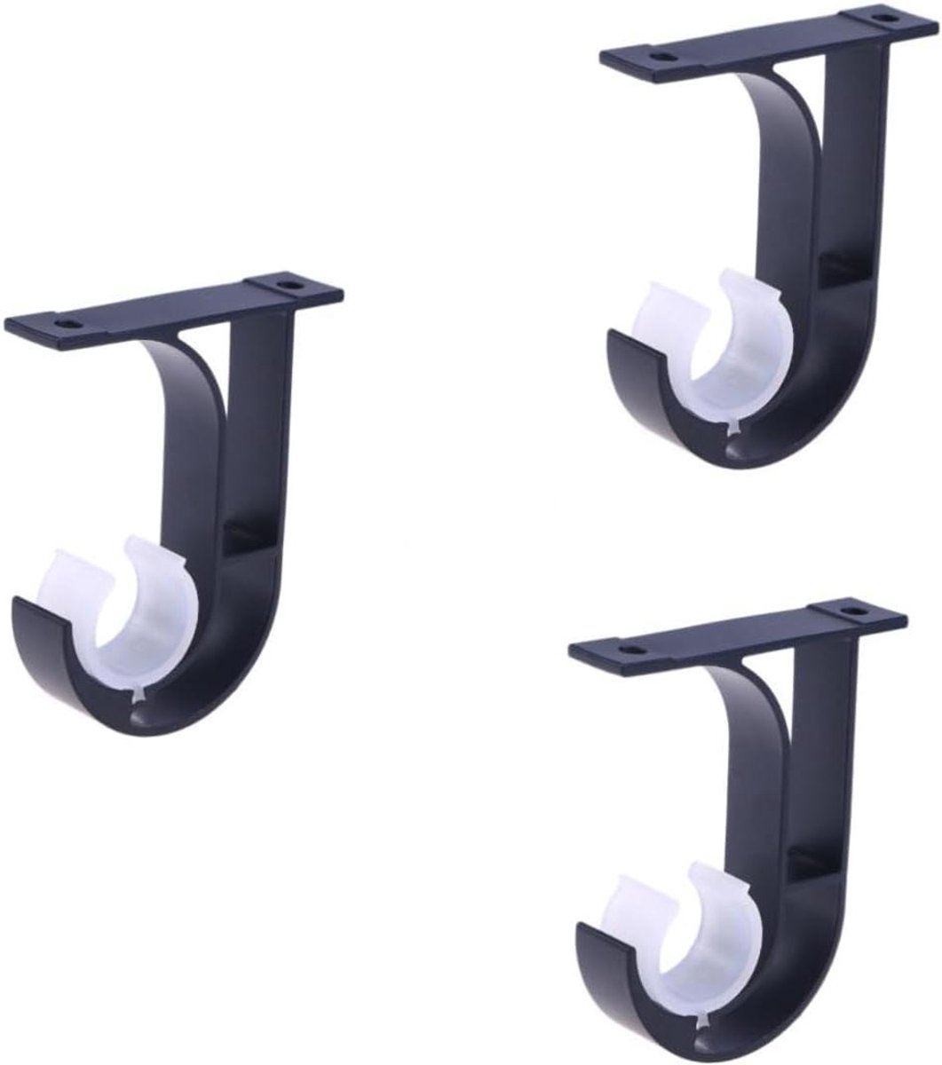 Hengelende Haken - Gordijn Bevestiging - Gordijnen Ophangen - Aluminium Legering - 6 Stuks - Zwart