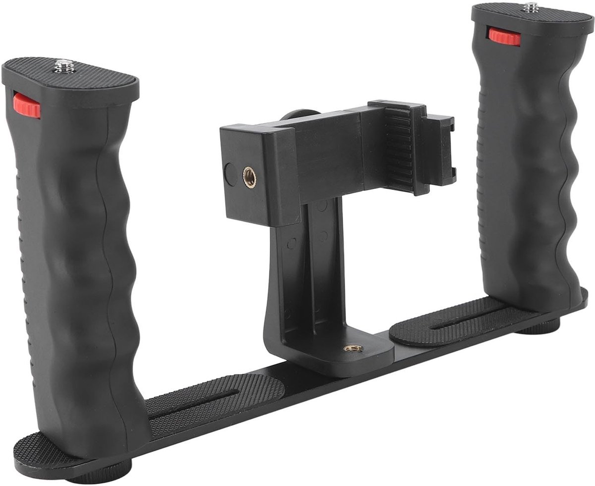 aladdien - Smartphone Video Rig - Vlogging Cage - 360 graden rotatie - Handgreep - Professionele videoproductie - Geschikt voor vloggers - Zwart