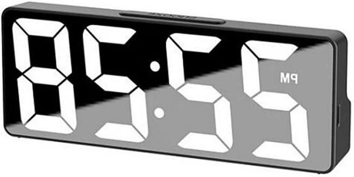 Digitale Wekker - Tafelklok - Wakker Worden - Spraakbediening - 10x10mm - Zwart Wit