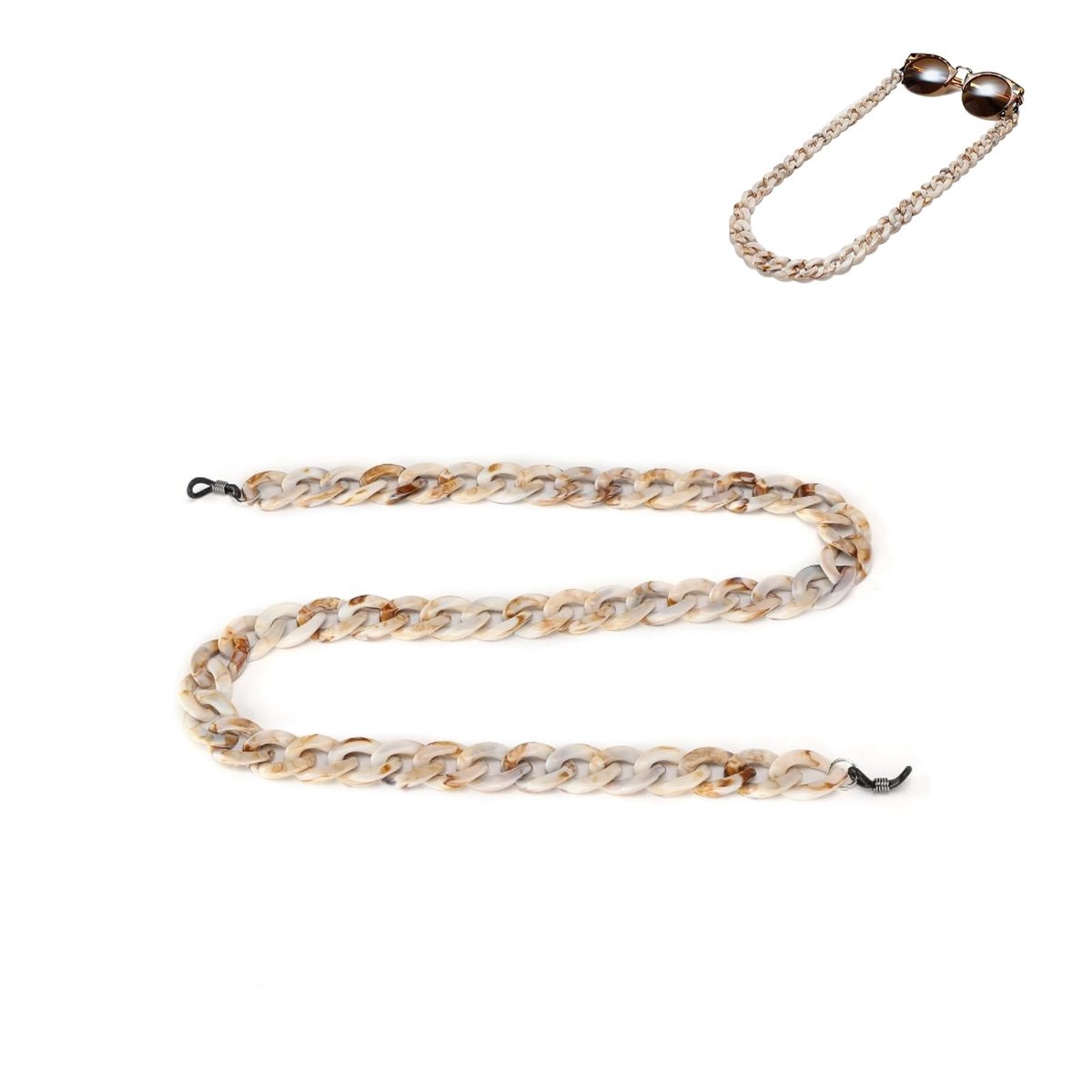 aladdien - Acryl Lenzenvloeistof Kettingen - Zonnebril Lanyard - Verstelbaar - Bruin - Gekleurde Glazen Ketting - Geschikt voor Diverse Brillen - 3x..