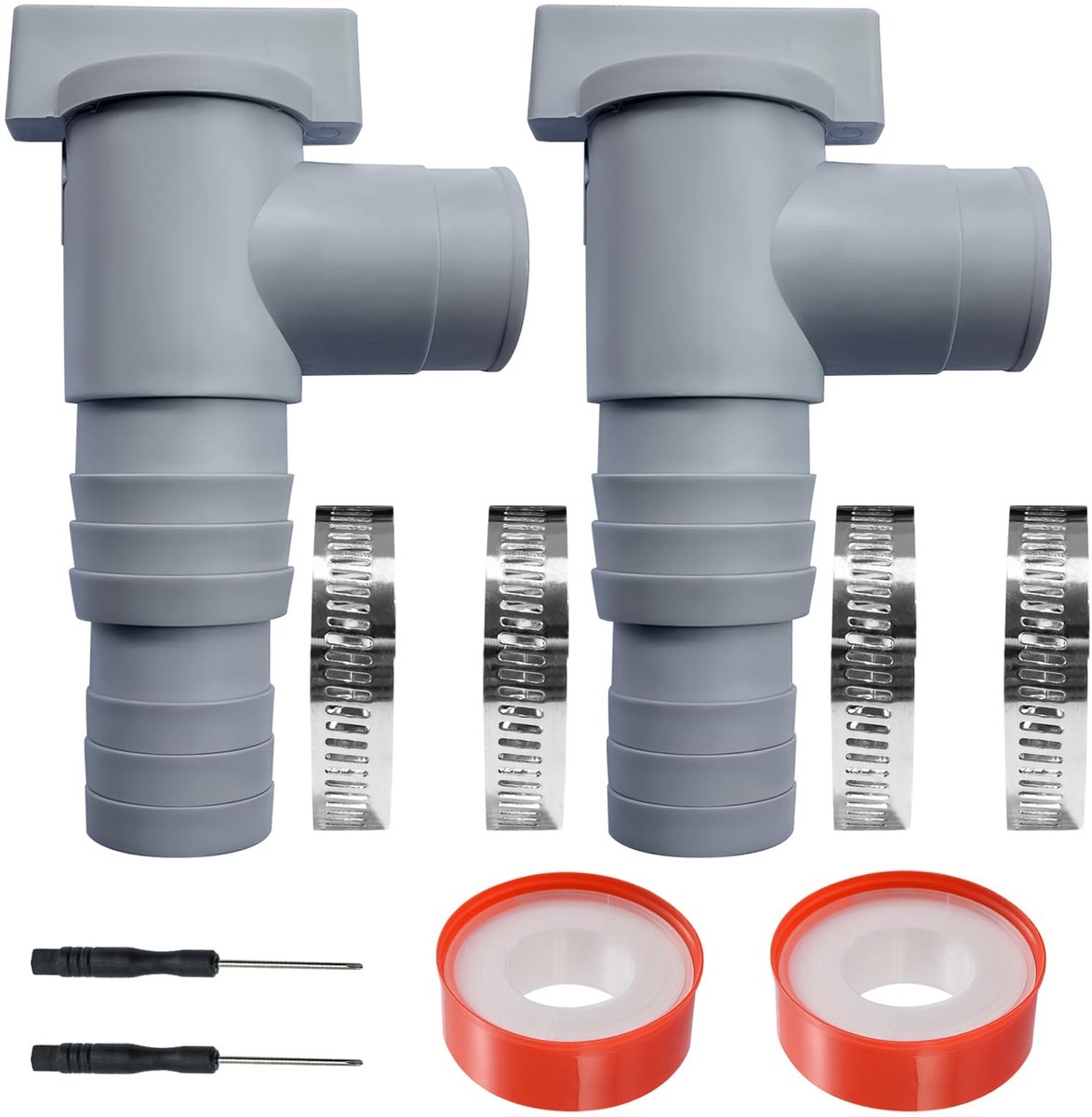 aladdien - Zwembadaccessoires - Sluitventiel met Slangverbinding - Voor bovengrondse zwembaden - 32/38 mm - Hoogwaardige kwaliteit - Inclusief kabel..