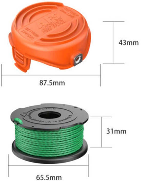 10 groene maaispoelen geschikt voor Black & Decker GL7033 GL8033 GL9035 A6482 (10 spoelen + 2 spoeldoppen) — afbeelding 2