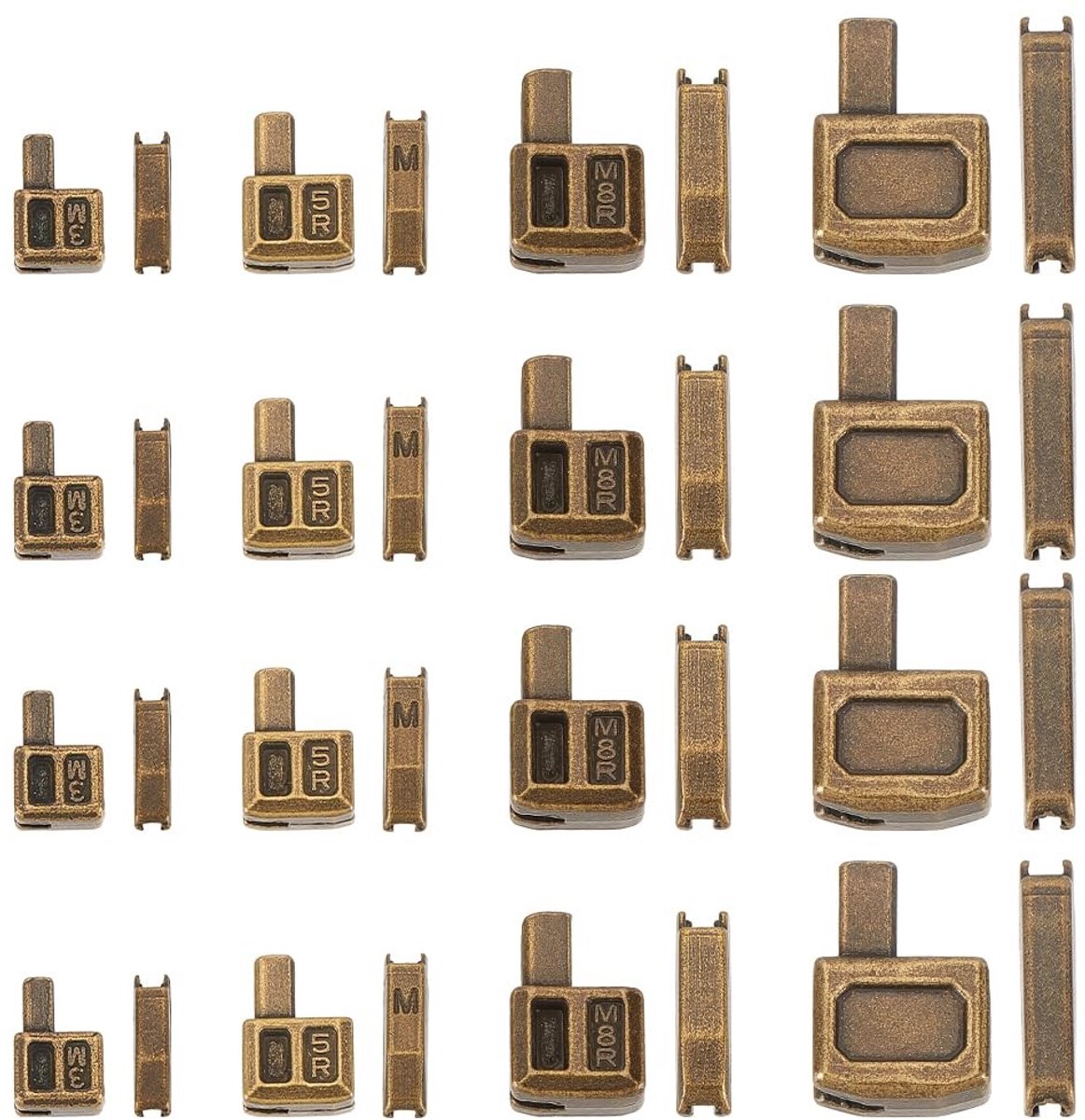 aladdien - Ritssluiting Reparatieset - 16 Sets - Antiek Brons - Metalen Insteekpennen - Perfect voor Jassen en Tenten - Kwaliteitsmaterialen