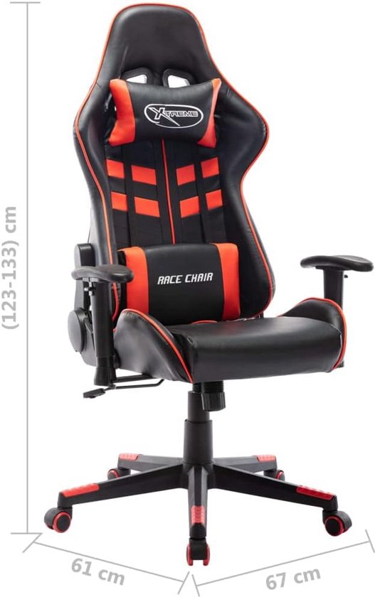 vidaXL Gaming chair faux leather black and red van VidaXL — afbeelding 2