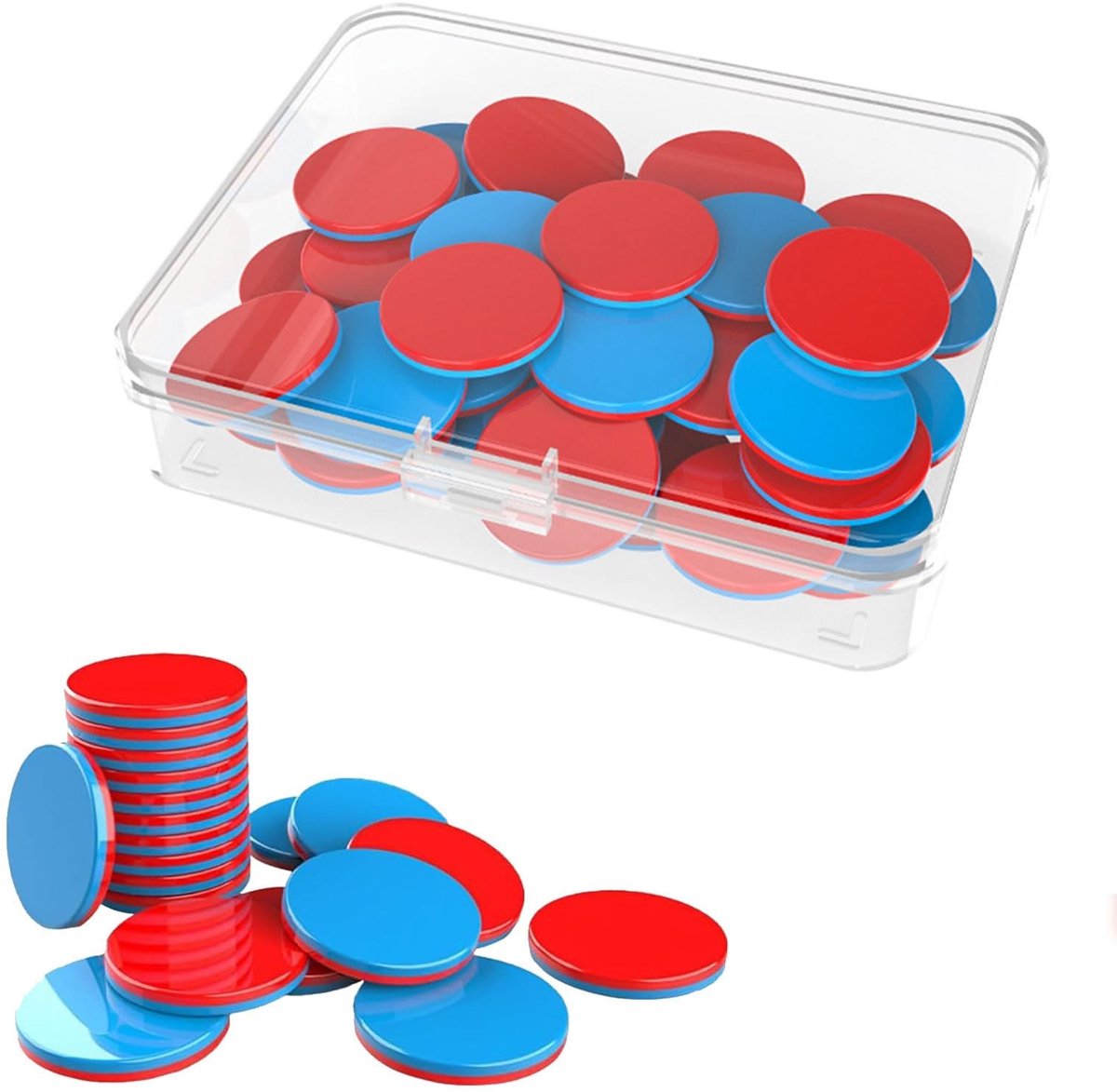 Set van 50 Omkeerbare Rekenkralen - Rood en Blauw - Ideaal voor Basisonderwijs