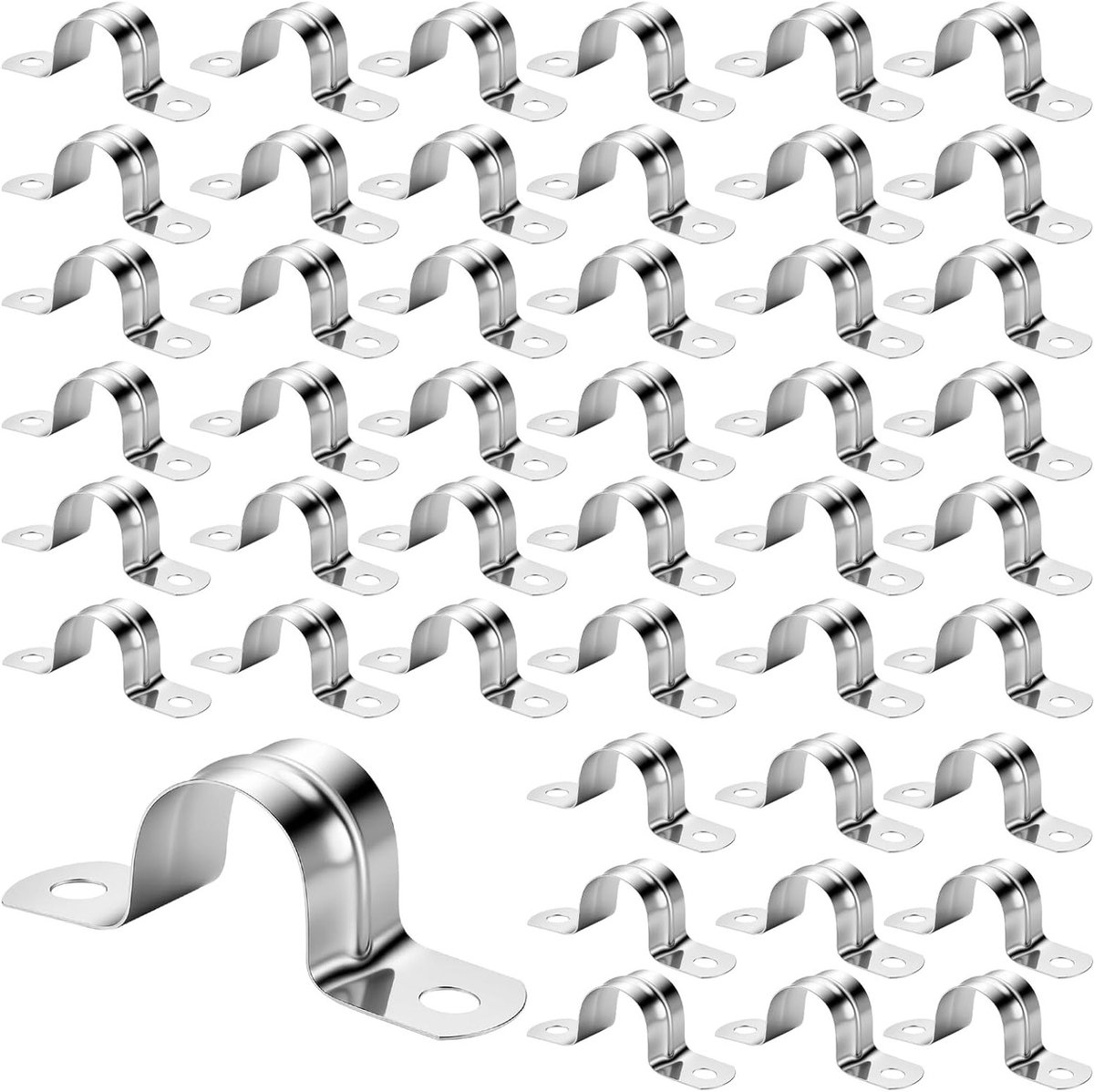 200 stuks 20 mm pijpriemklemmen, roestvrijstalen U-beugel met 2 gaten voor water- en gasinstallaties, stevige buisklemmen voor optimale ondersteuning