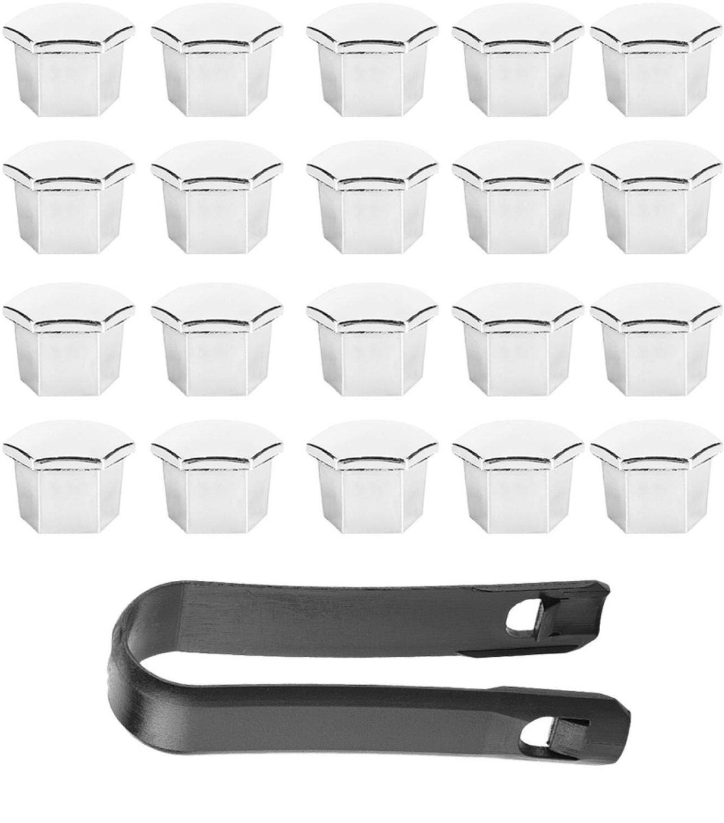 aladdien - Auto Wiel Moer Covers - Bescherming tegen schade - Zilver - Decoratieve Velg Covers - 20 Stuks - Geschikt voor Peugeot 307 308 408 206 207