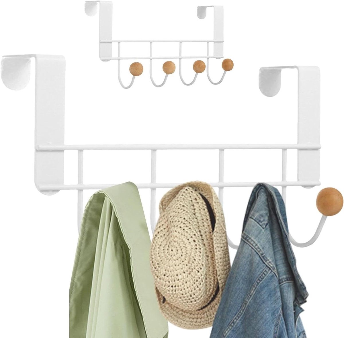 Deur Organizer - Haak Hanger - Ruimte Besparen - Roestbestendig Ontwerp - 4 cm Deurdikte - Wit