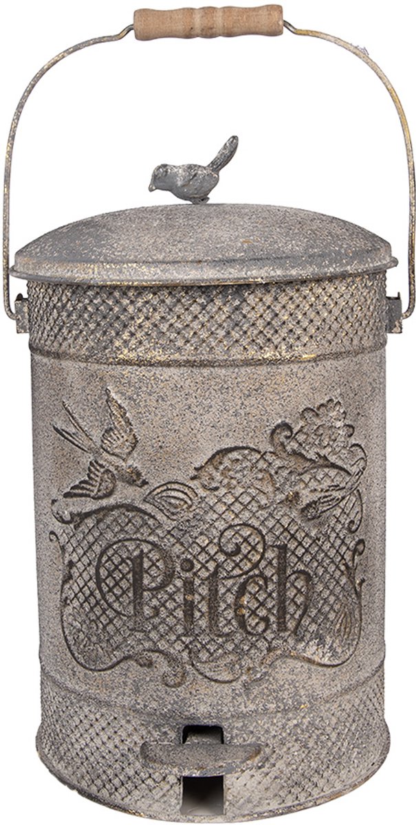 Clayre & Eef Pedaalemmer 24x24x36 cm Grijs Metaal